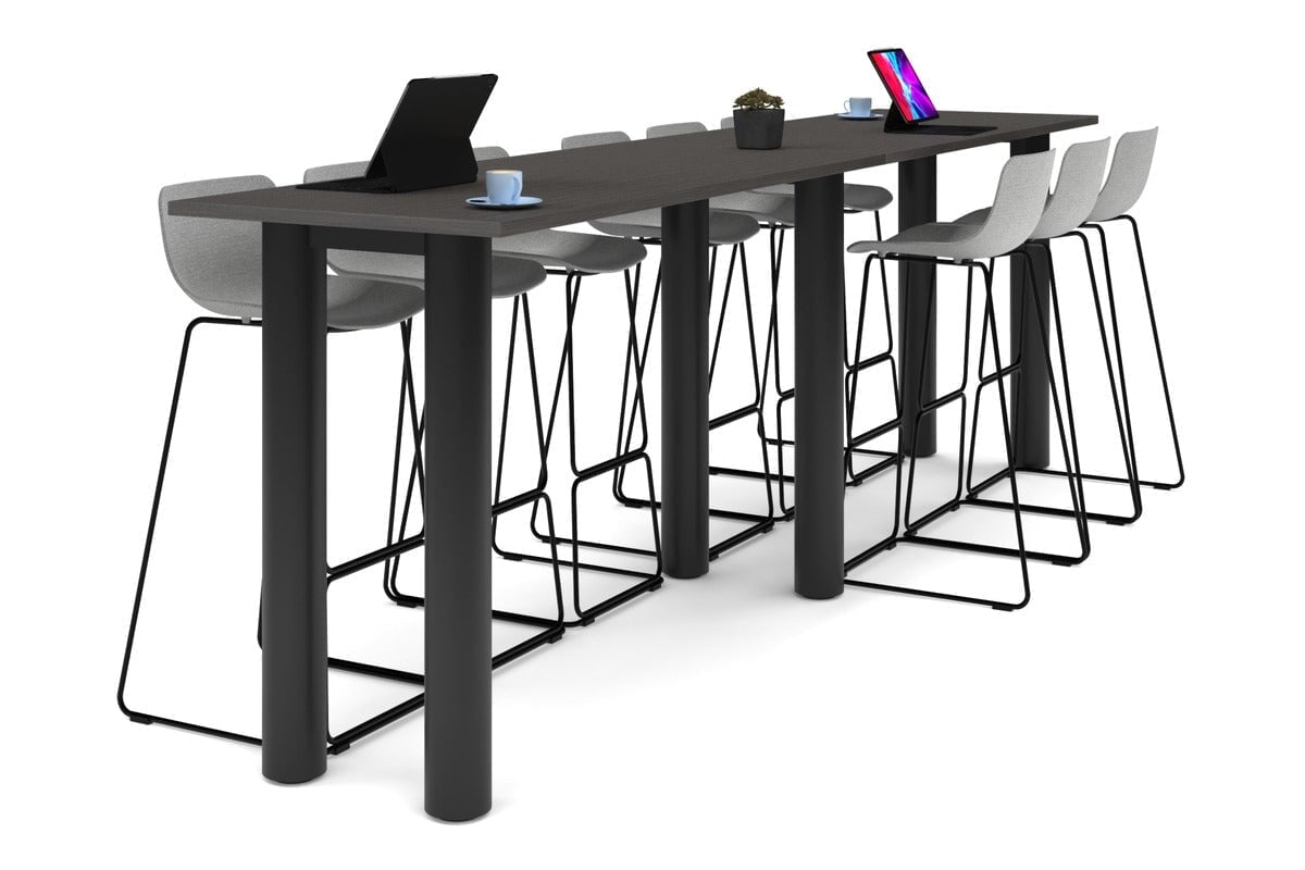 Quadro Cylinder Legs Large Counter Table - 3200L x 700W Industrial Dining Table for Restaurant, Cafe & Kitchen Counter Use