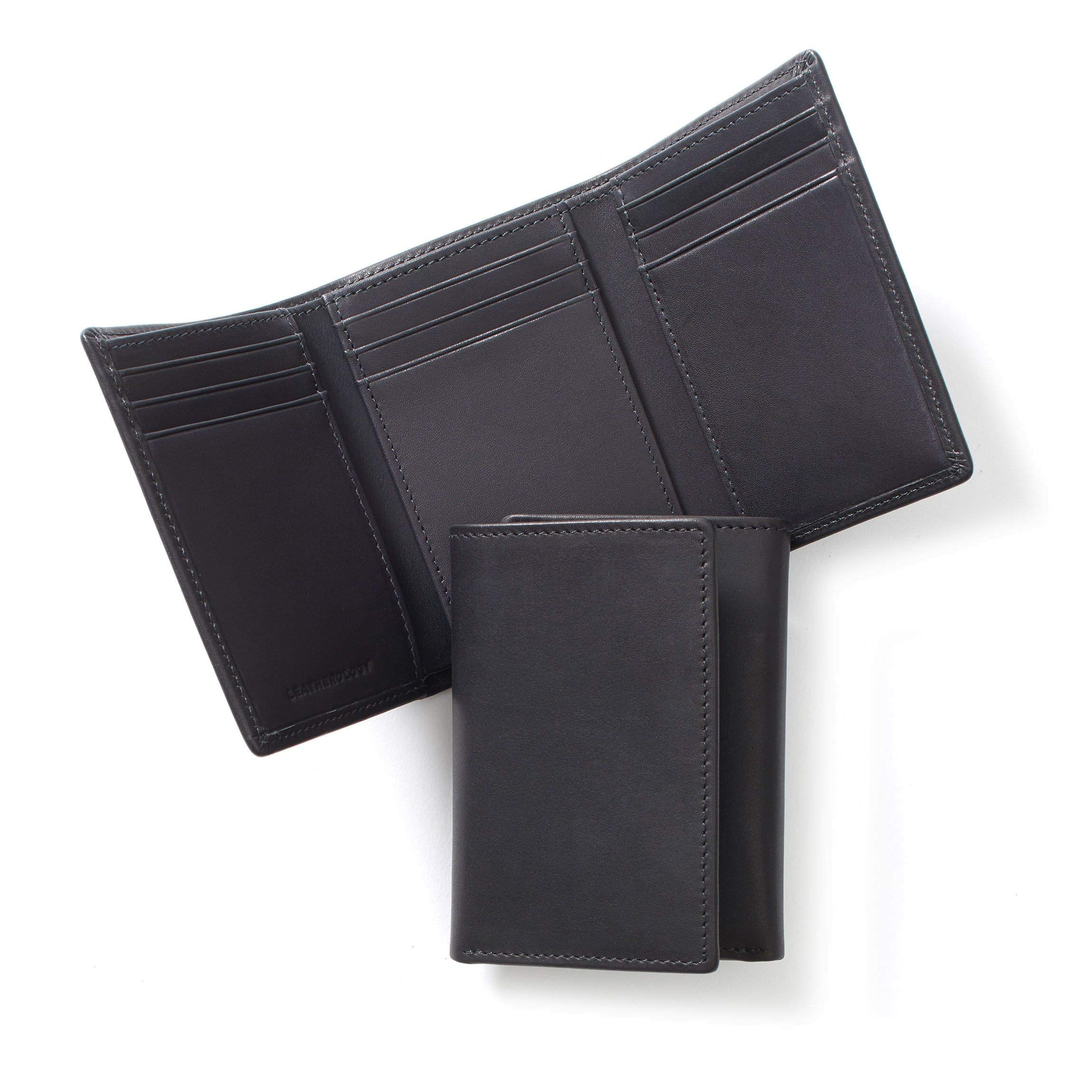 Premium Black Oil Leather Trifold Wallet for Men - RFID Blocking, Slim Design - Perfect for Everyday Carry, Travel & Business