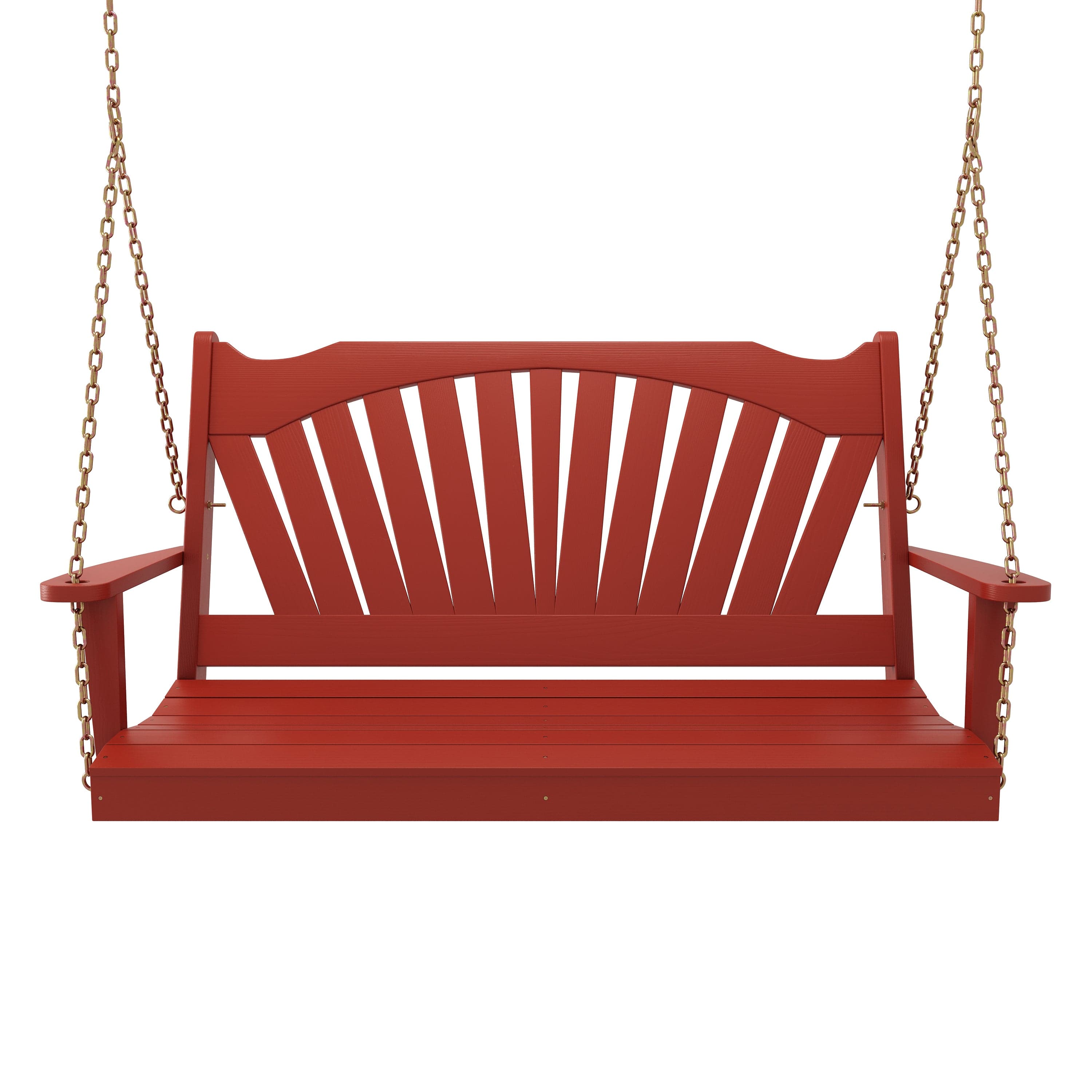 Keystone Amish Co. 6-Foot Sunburst Porch Swing in Red - Outdoor Patio, Garden, Backyard Relaxation Swing for Porch or Deck