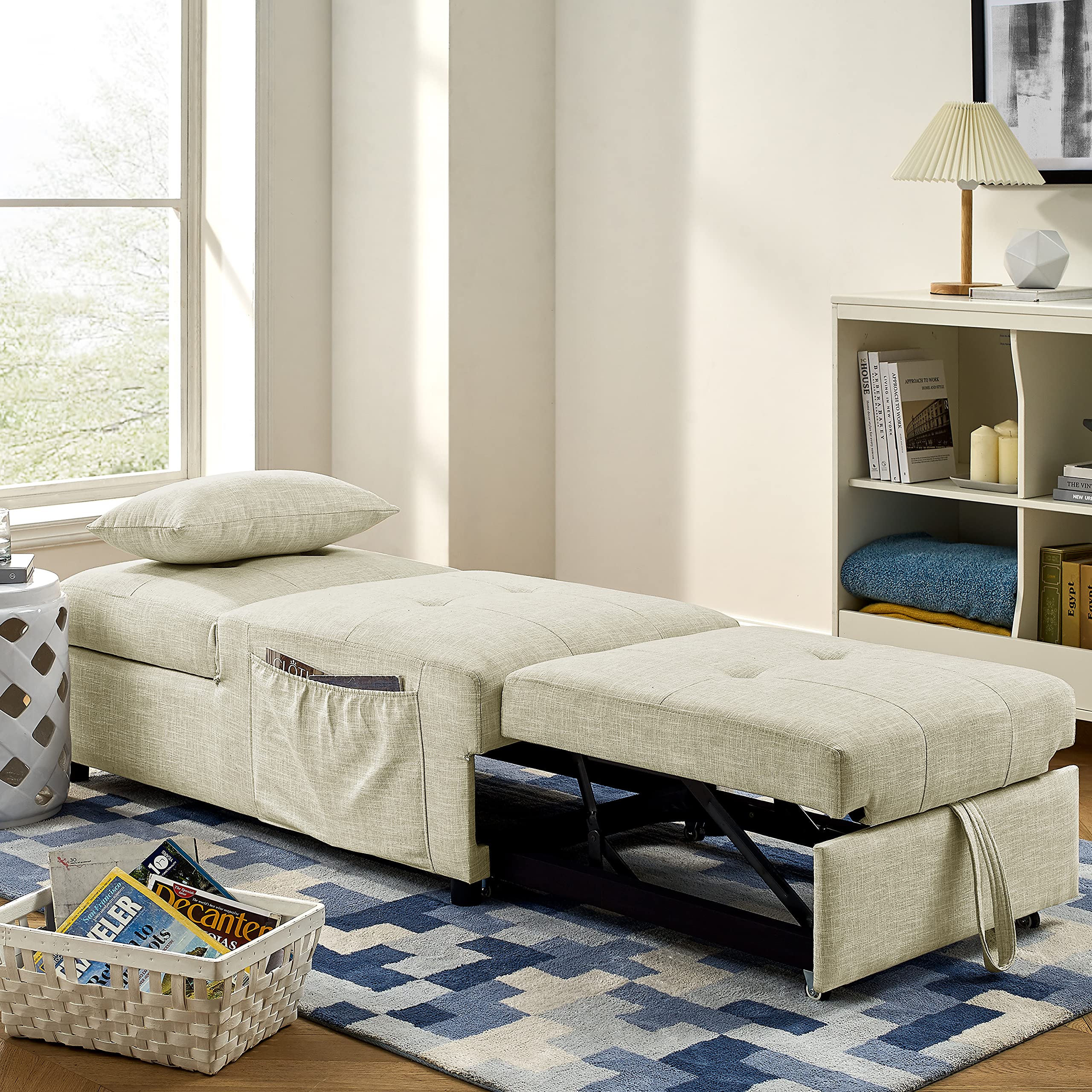 Merax Convertible Sofa Bed with Pull-Out Sleeper - Adjustable Loveseat Couch to Ottoman, Chair & Chaise Lounge - Perfect for Small Spaces, Guest Rooms & Apartments