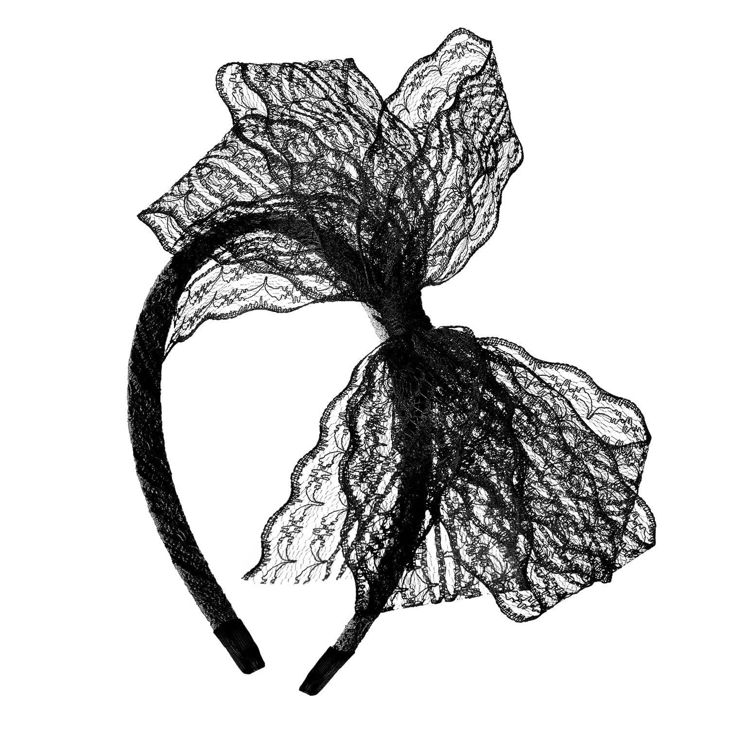 Alvogimor Women's 80s Retro Lace Headband with Bow - Vintage Hair Accessory for 80s Theme Party, Halloween Costume & 90s Fashion (Black) | Perfect for Dance Performances, Cosplay & Neon Night Events