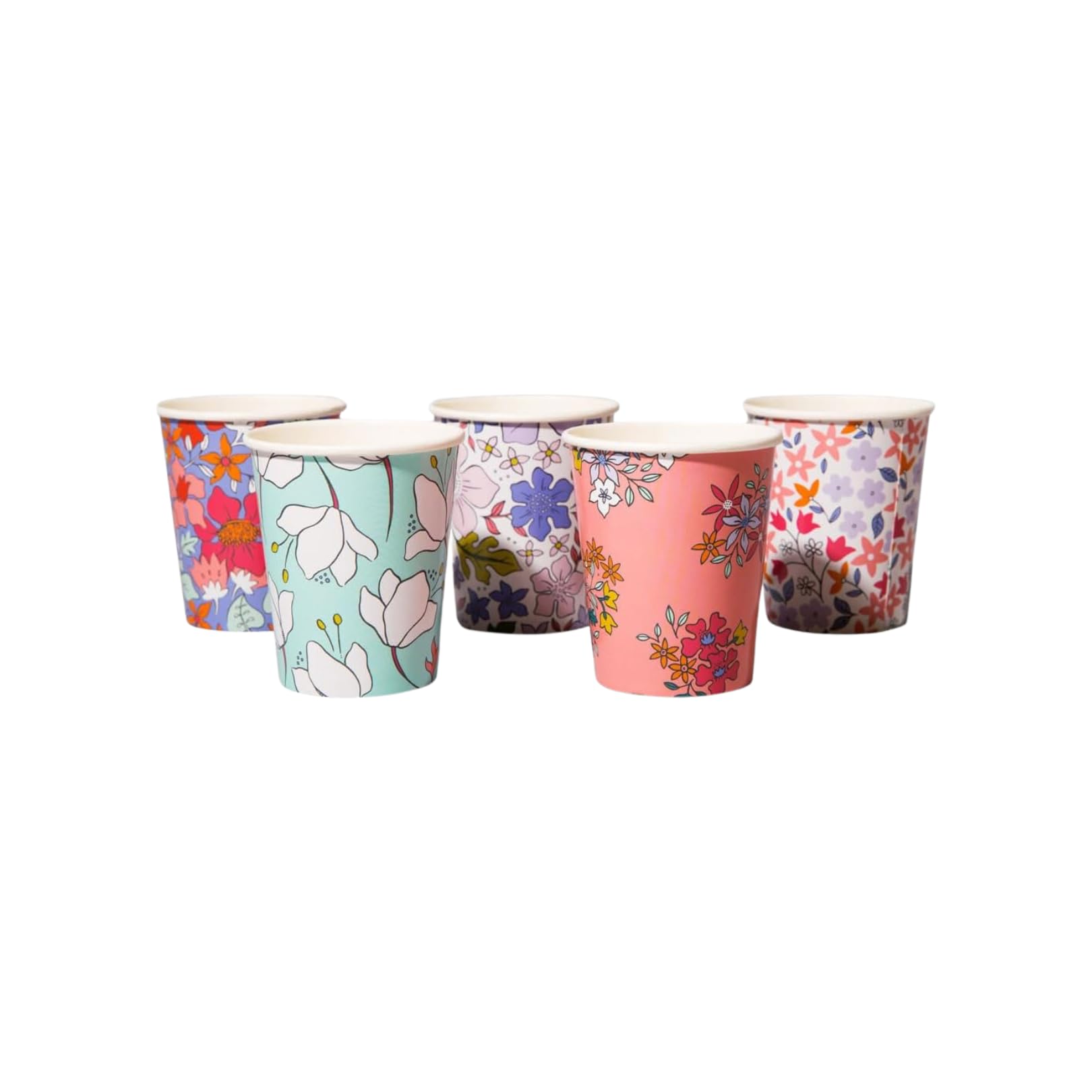 Coterie Floral Paper Cups (Set of 10) - 9oz Decorative Disposable Cups with Elegant Floral Design for Wedding, Birthday Party, Baby Shower, Tea Party & Summer Events - Perfect for Bridal Showers, Garden Parties & Outdoor Gatherings
