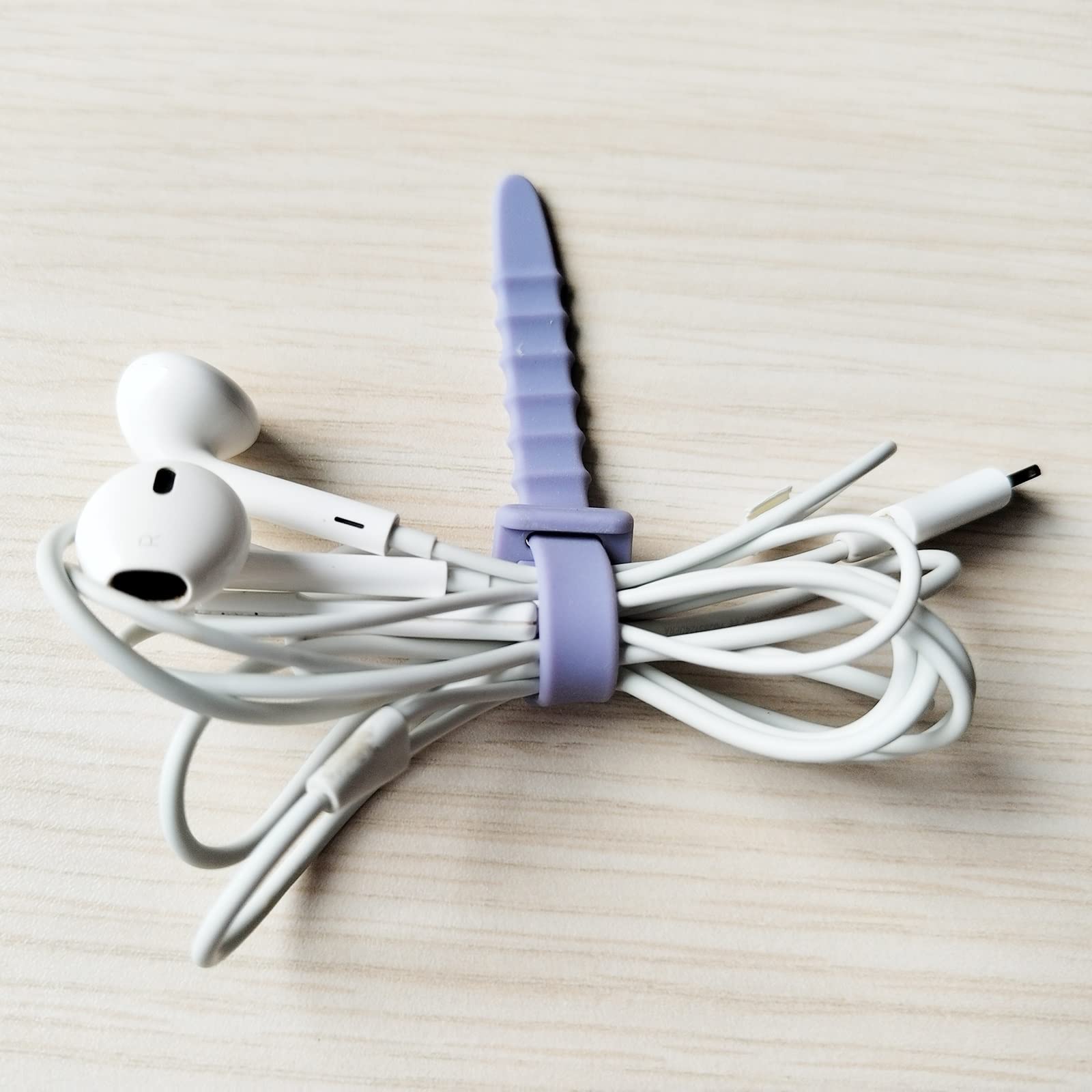 Reusable Silicone Zip Ties - 20 Pack 4.5 Inch Purple Elastic Cable Ties for Cord Management | Durable Wire Organizer for Home, Office, Travel & DIY Projects | Perfect for Electronics, Chargers, Headphones & Garden Tools