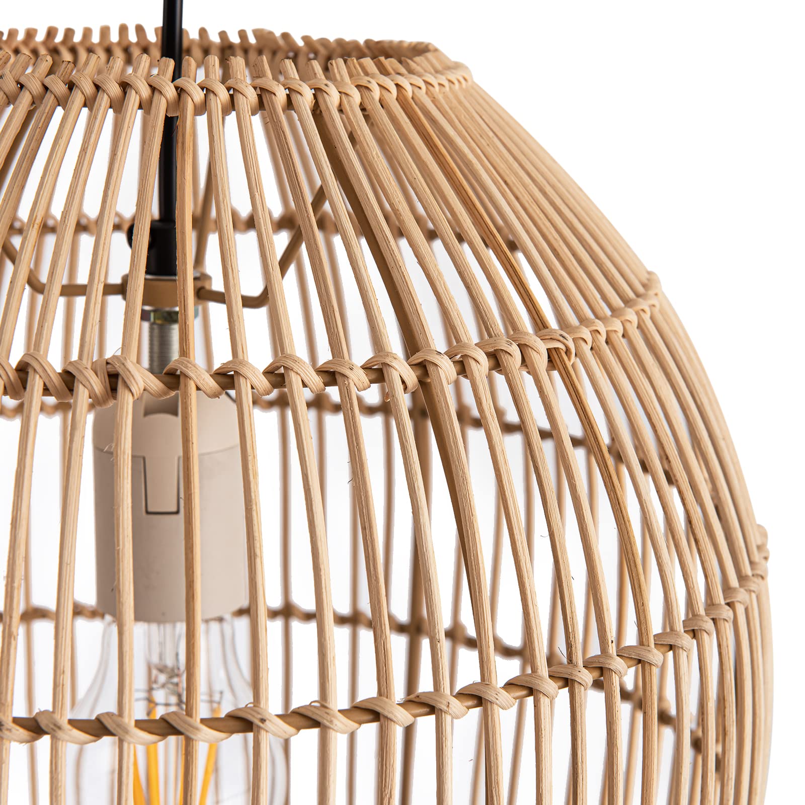 Handwoven Bamboo Rattan Pendant Light - 11.81