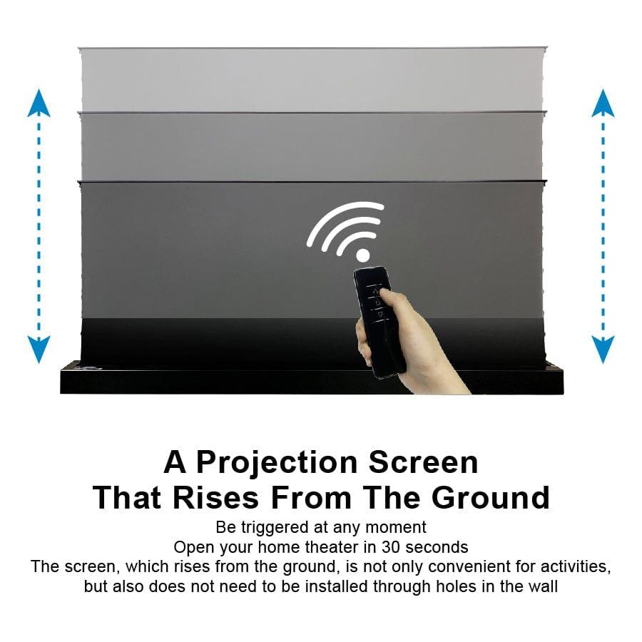 VIVIDSTORM S PRO P Motorized Tension Floor Rising UST ALR Perforated Projector Screen - 4K Ultra HD Home Theater Projection Screen for Movies, Gaming & Presentations