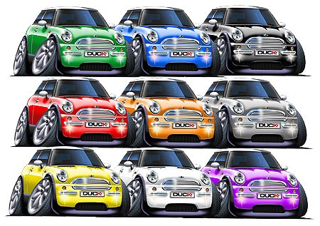 Mini Cooper Cartoon Car Wall Decal - 4ft Large Sticker for Man Cave & Boys Room Decor