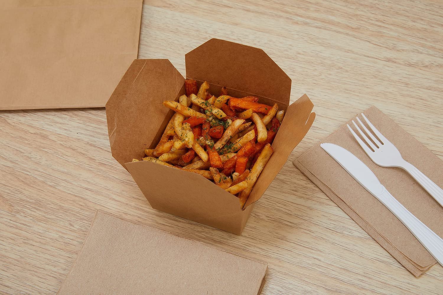 Eco-Friendly 26 oz Kraft Brown Paper Take Out Containers - Microwave Safe, Leak & Grease Resistant To-Go Boxes for Restaurants, Catering & Food Trucks - Recyclable Lunch Boxes (Pack of 350) - Perfect for Takeout Meals, Picnics & Office Lunches