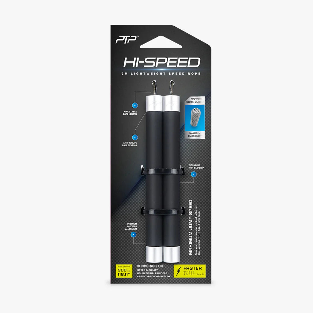 PTP High-Speed Jump Rope - 3-Inch Thick Black Skipping Rope for CrossFit, Boxing, Cardio & Home Workouts