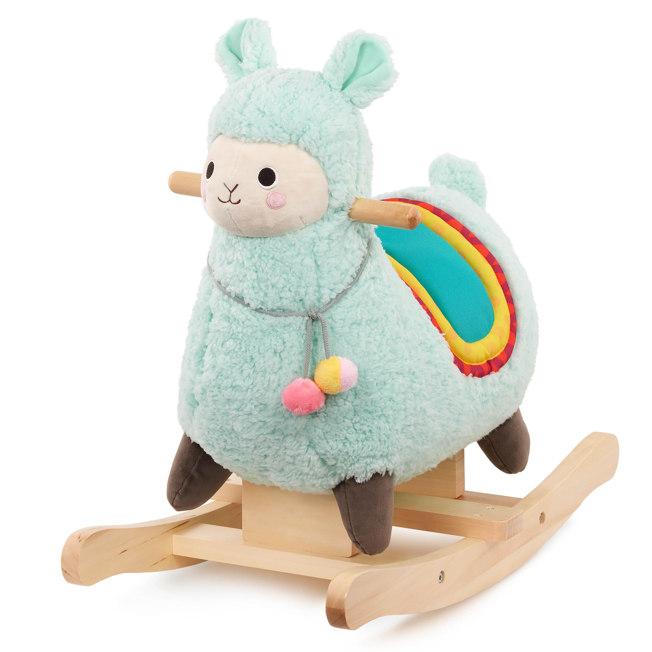 Battat Wooden Llama Rocking Toy - Plush Ride-On Rocker for Toddlers 12+ Months - Sturdy & Durable Active Play Toy for Kids - Perfect for Indoor Playrooms, Nursery Decor & Toddler Gift Ideas