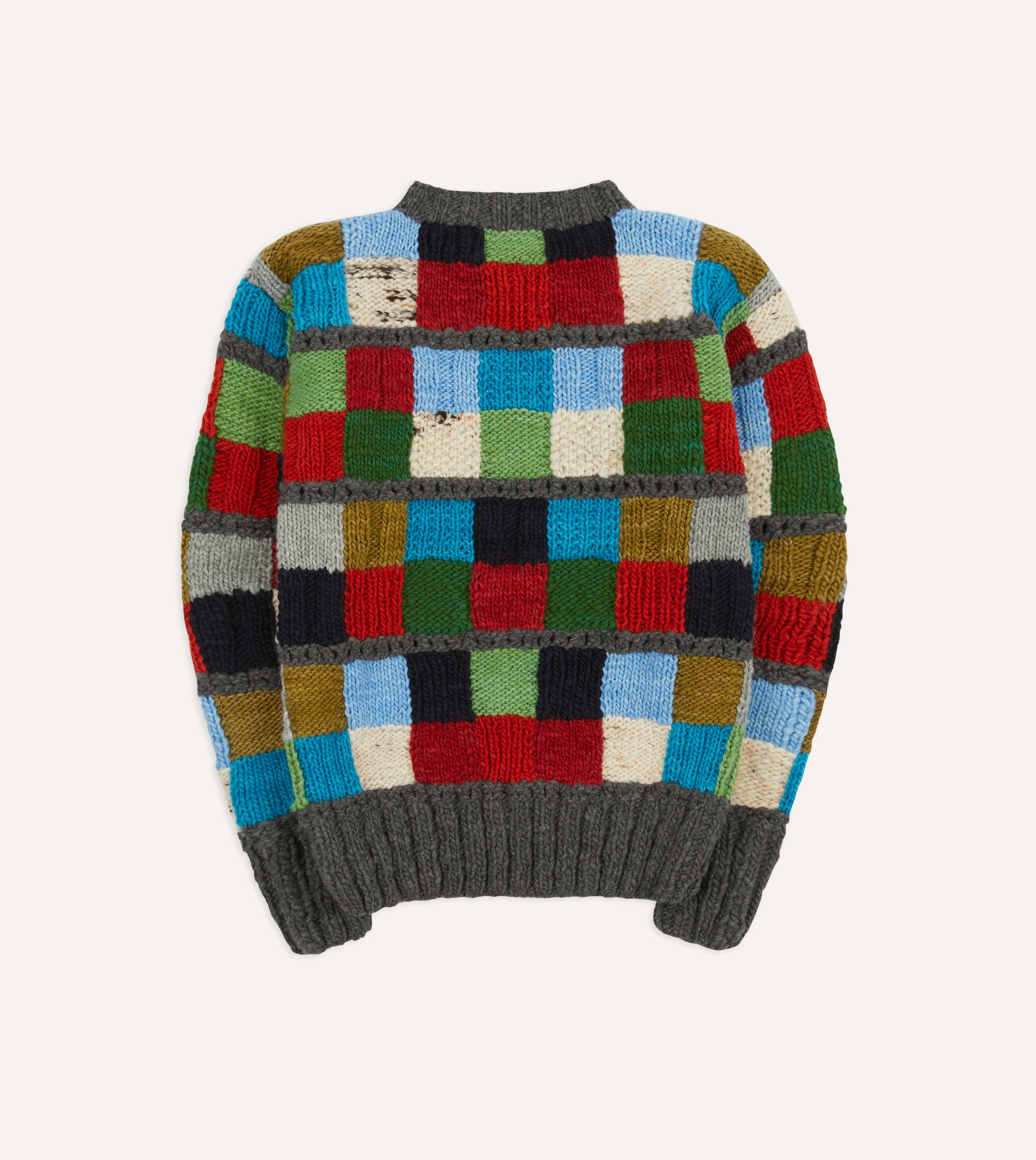 Drake's Patchwork Merino Wool Jumper - Premium Knit Sweater for Men - Cozy Winter Fashion for Casual & Office Wear