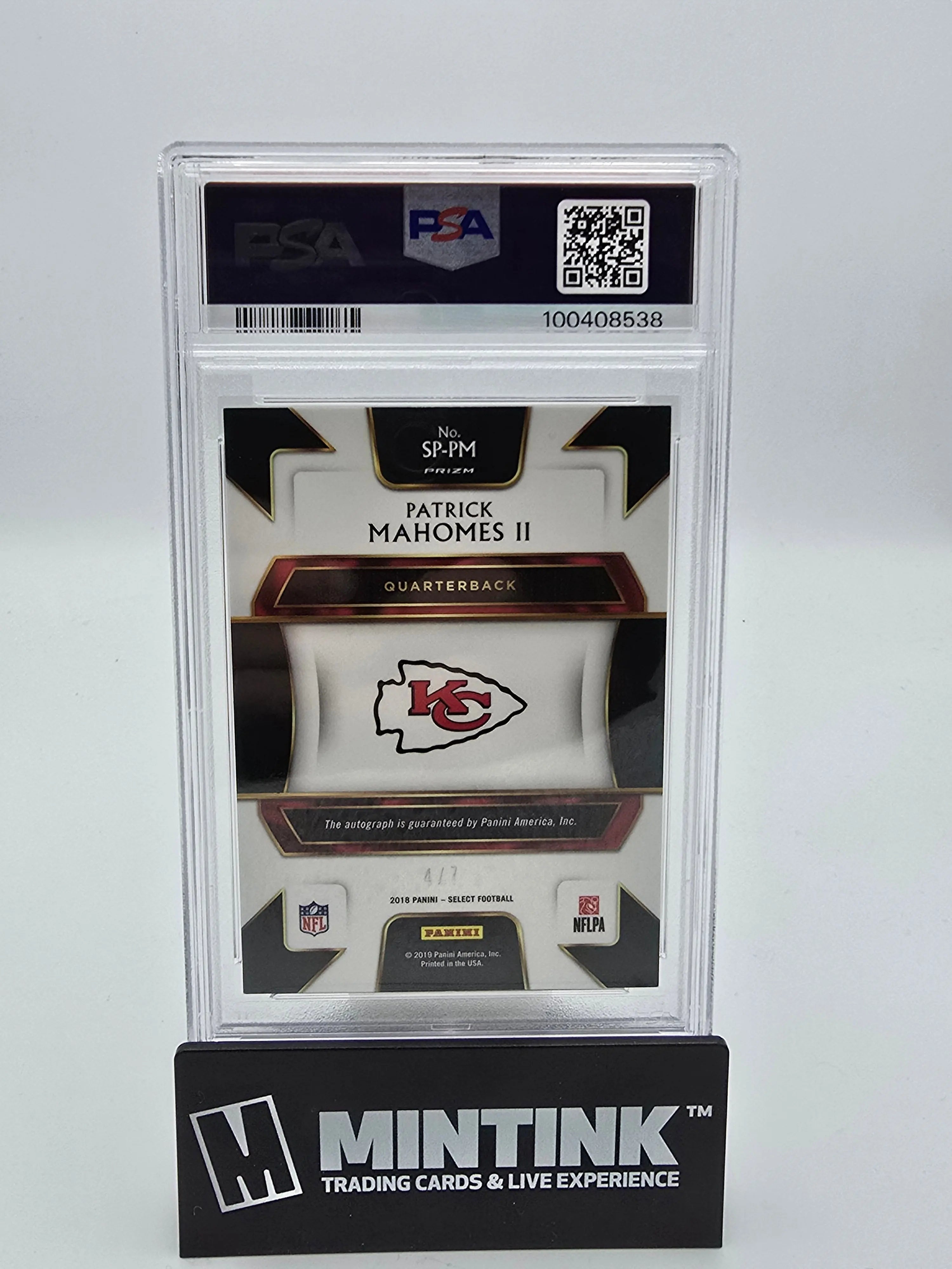 2018 Panini Select Football Patrick Mahomes II Tie Dye Prizm Auto PSA Authentic 4/7 #SP PM - Rare Collectible for NFL Fans & Sports Memorabilia Collectors - Perfect for Display, Investment & Gifting