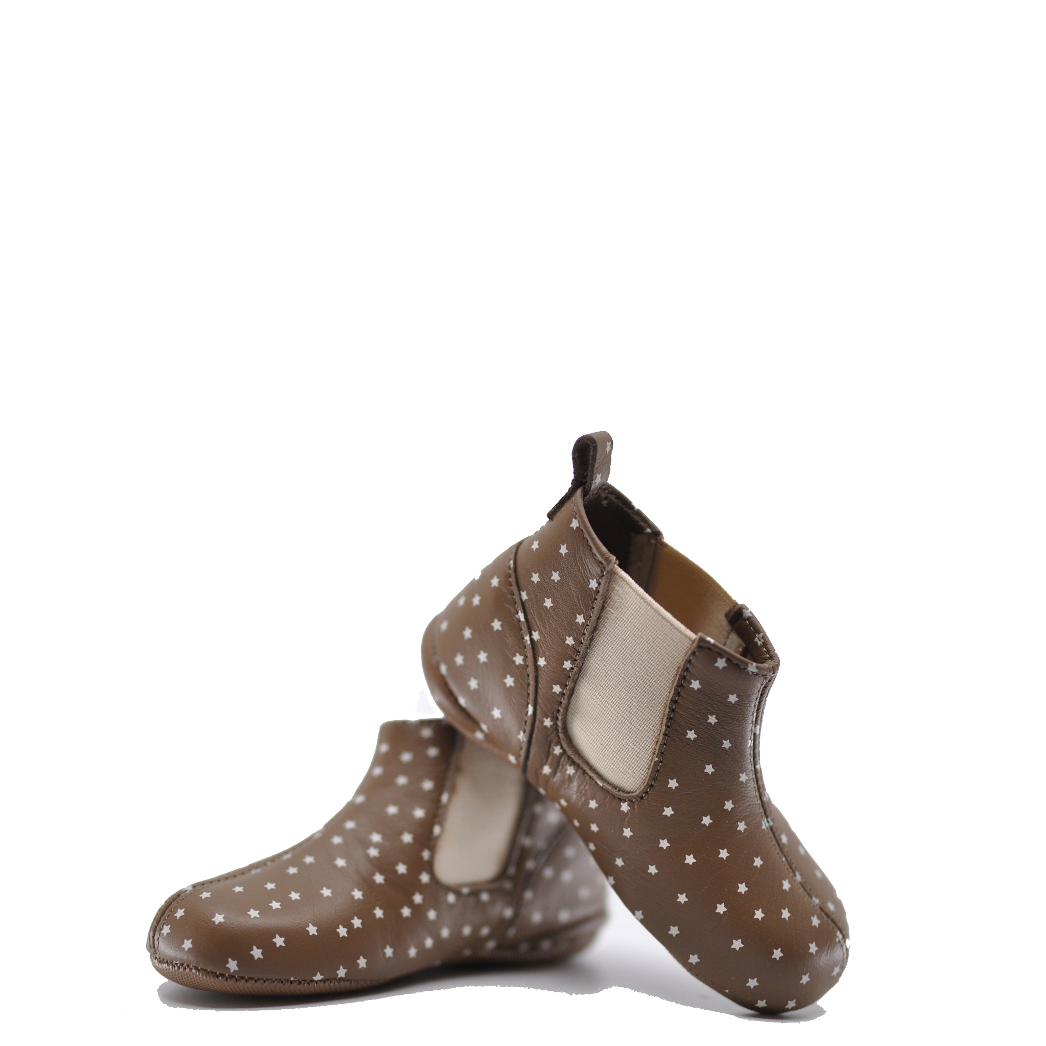 Pepe Brown Star Elastic Baby Booties - Soft & Comfortable Infant Shoes for Newborns & Toddlers - Perfect for Indoor Play, Walking & Special Occasions