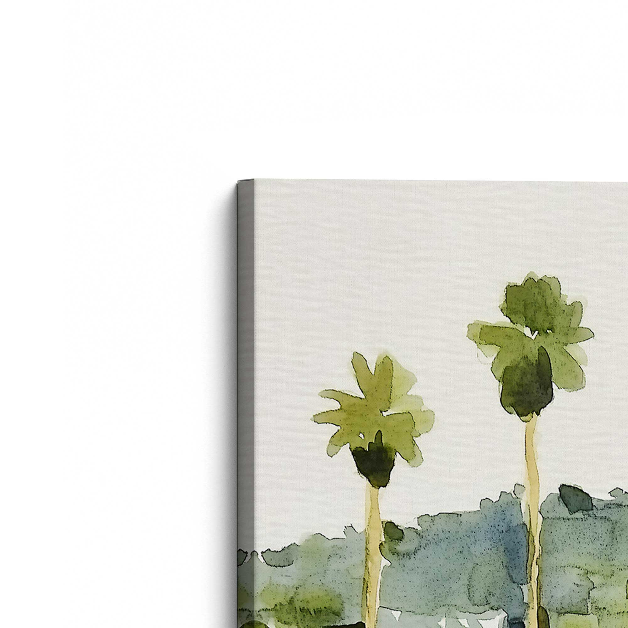 Desert Palms and Villas II Canvas Wall Art Print - Tropical Landscape Painting for Living Room, Bedroom & Office Decor