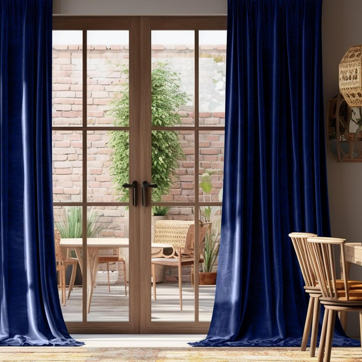 Luxury Noche Blue Urban Lush Velvet Custom Curtains for Living Room & Bedroom - Blackout Drapes with Thermal Insulation for Home Decor