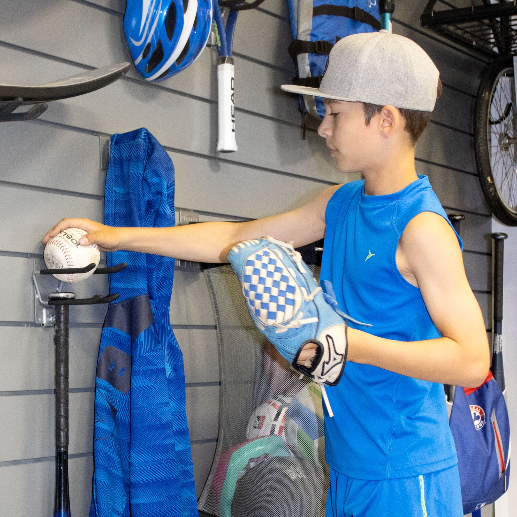 Durable Ski and Baseball Hooks - 2 Pack Heavy Duty Wall Mount Hangers for Sports Equipment Storage - Perfect for Ski Poles, Baseball Bats, and Other Gear in Garage, Closet, or Entryway