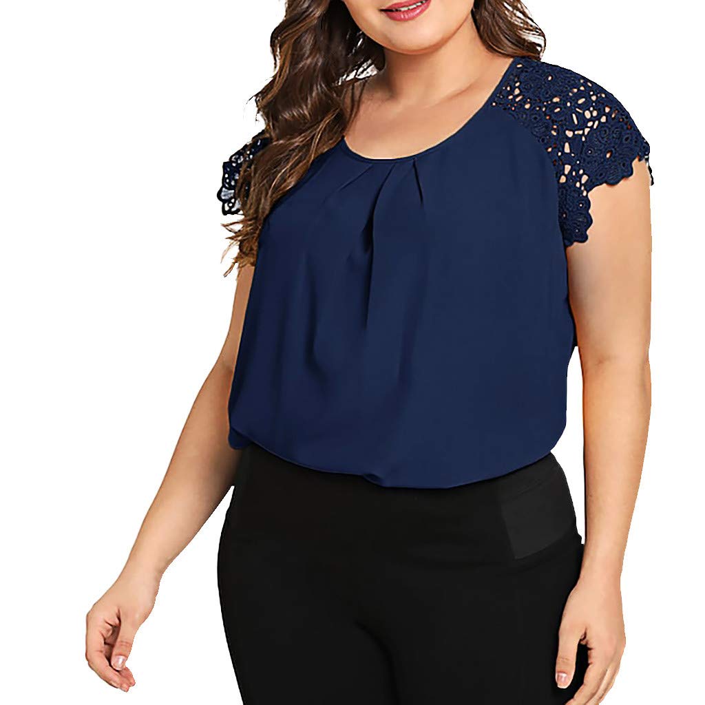 Ideology Plus Size Women's Tops - Floral & Solid Blouse with Lace Detail, Casual Shoulder Tops in Black | Perfect for Office Wear, Date Nights & Everyday Fashion