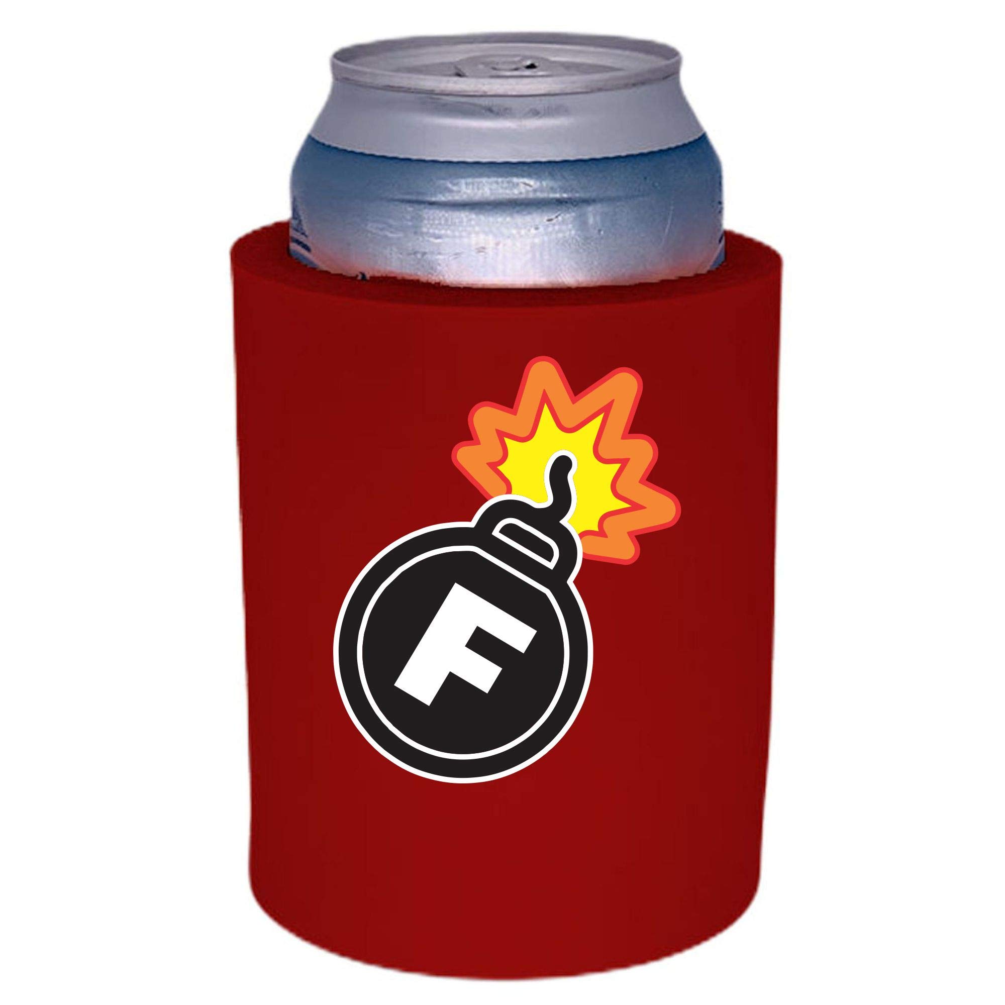 F Bomb Thick Foam Can Coolie - Insulated Beer Can Holder (Red, 1 Pack) - Perfect for Parties, BBQs, and Outdoor Events