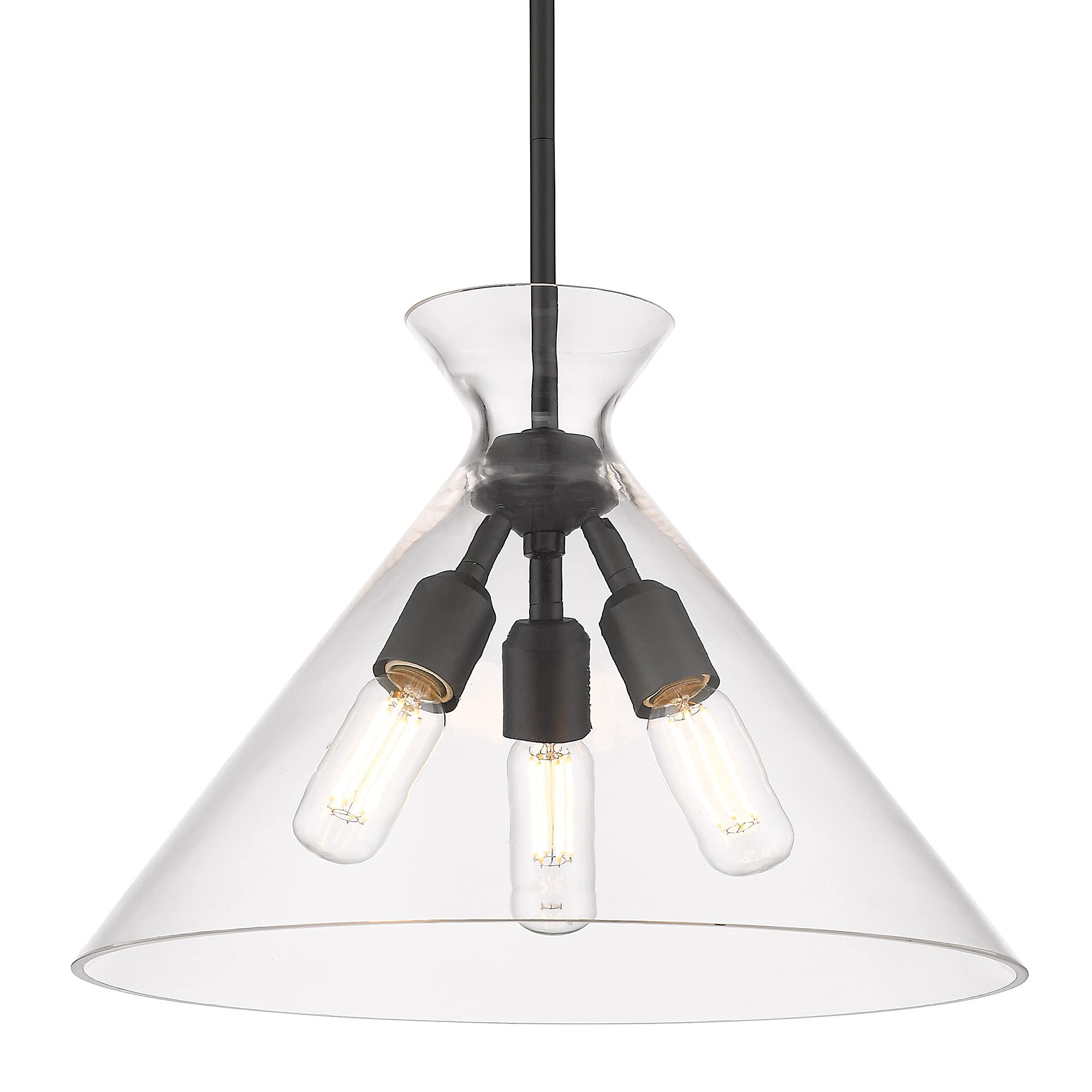 3-Light Matte Black Pendant Light with Clear Glass Shades - Modern Ceiling Fixture for Kitchen Island, Dining Room, or Entryway