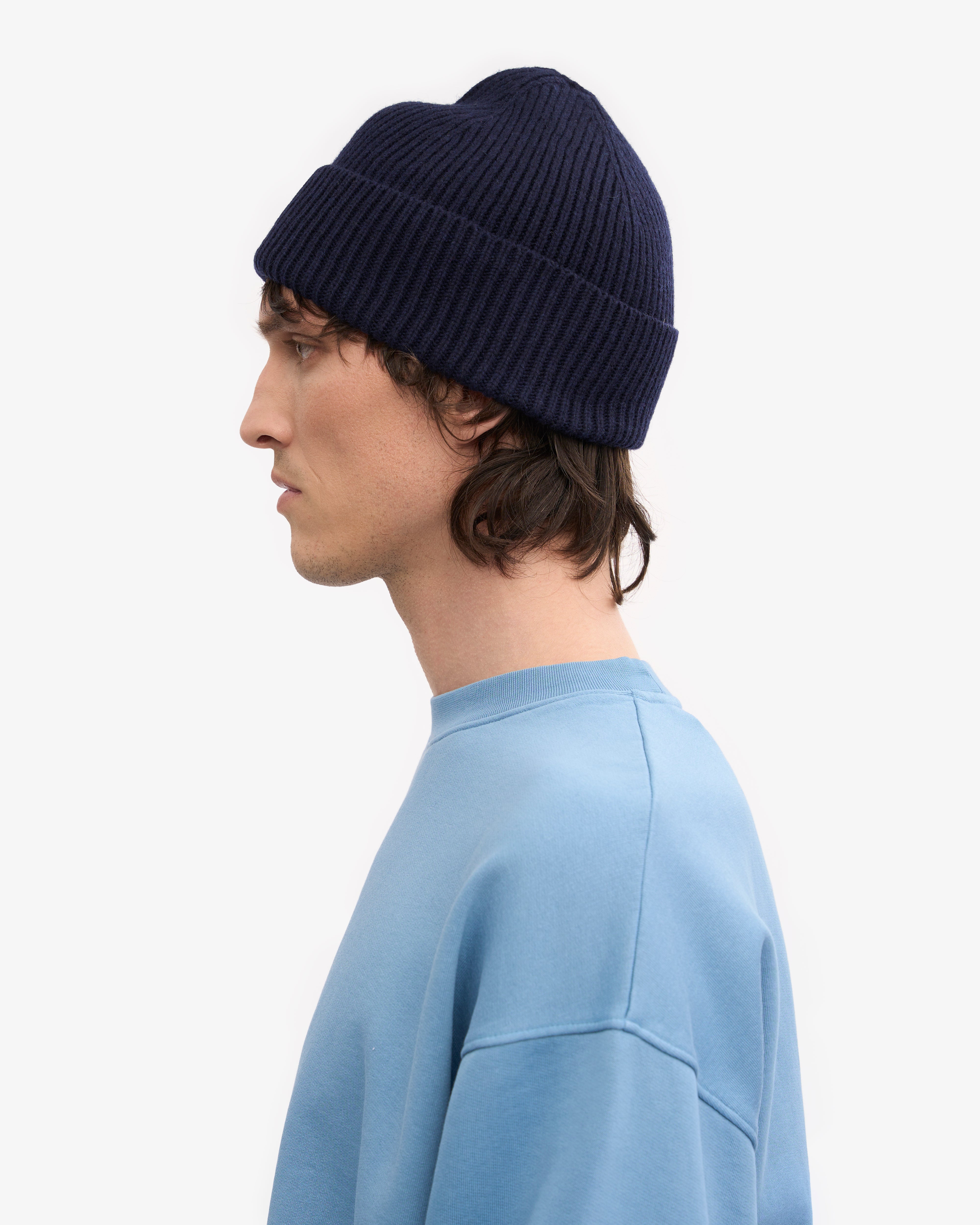 Premium Merino Wool Beanie for Men & Women - Soft Warm Winter Hat in Navy Blue - Ideal for Skiing, Hiking & Outdoor Activities