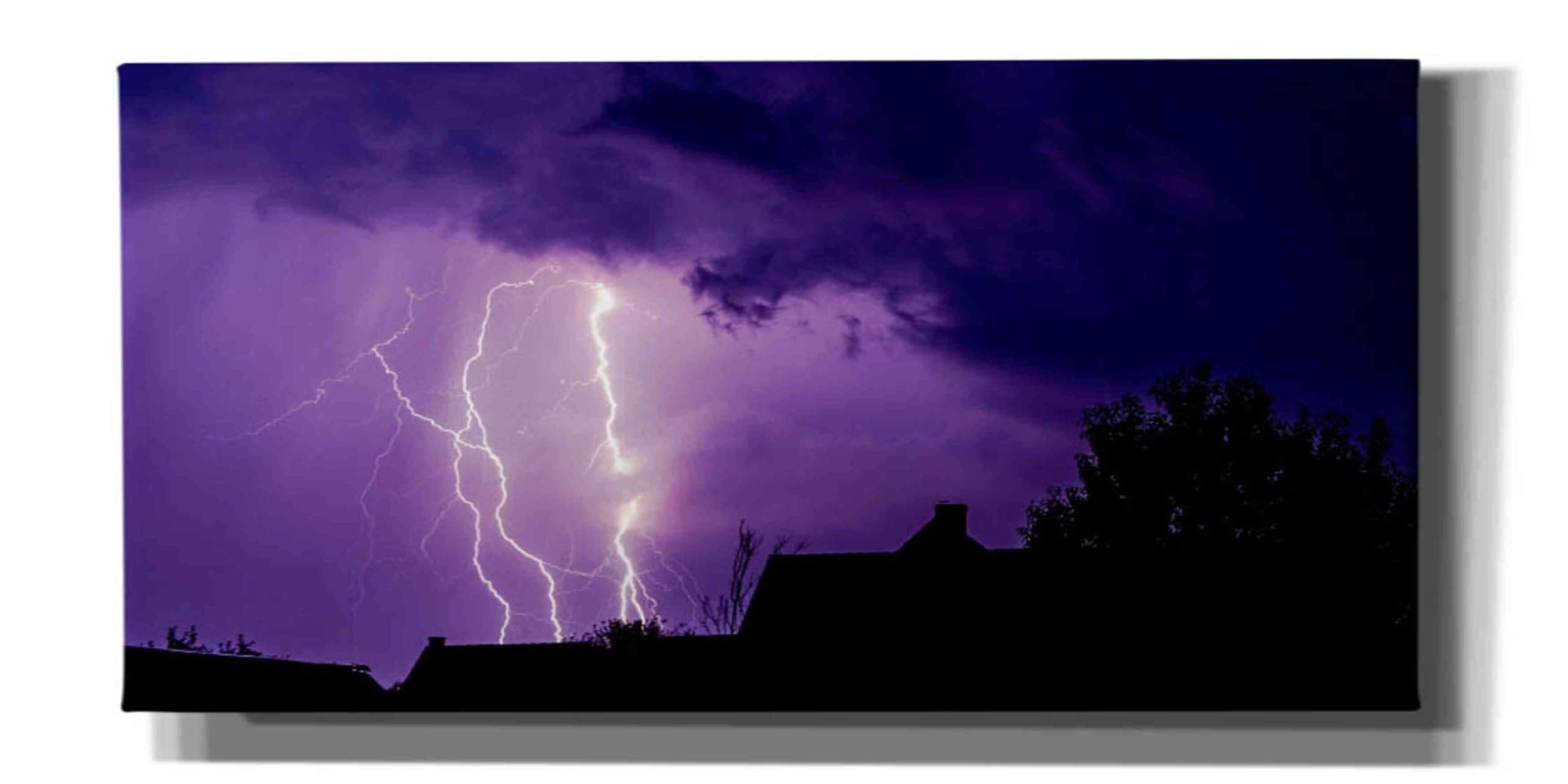 Epic Graffiti 'Amethyst Lightning' Giclee Canvas Wall Art Print - 40x20 Inches - Modern Abstract Street Art for Living Room, Bedroom & Office Decor