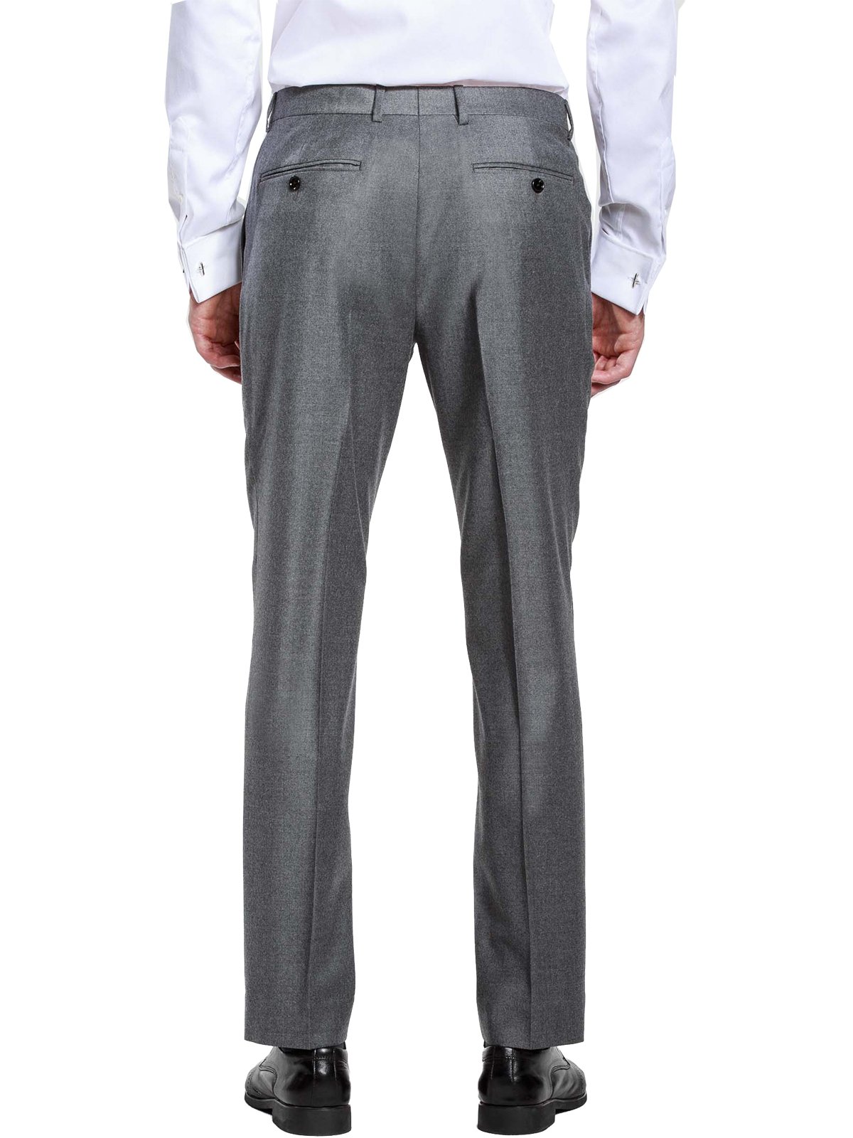 HBDesign Men's Formal Dress Pants Slim Fit Flat Front Straight Leg Iron-Free Grey - Perfect for Office, Business Meetings & Special Occasions