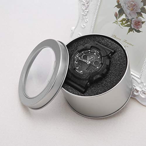 Premium Round Metal Watch Box - Jewelry & Wrist Watch Display Case with Soft Cushion | Luxury Watch Storage Organizer for Men & Women | Perfect for Home, Office & Travel Use - 19QC