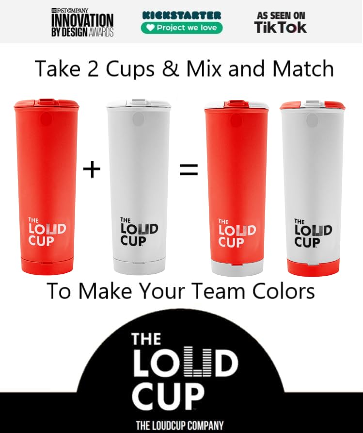 **20 oz LoudCup Tumbler with Built-in Stadium Horn – Reusable Insulated Water Bottle for Sports Fans – Perfect for Game Day, Tailgating & Outdoor Events (Eagle White)**