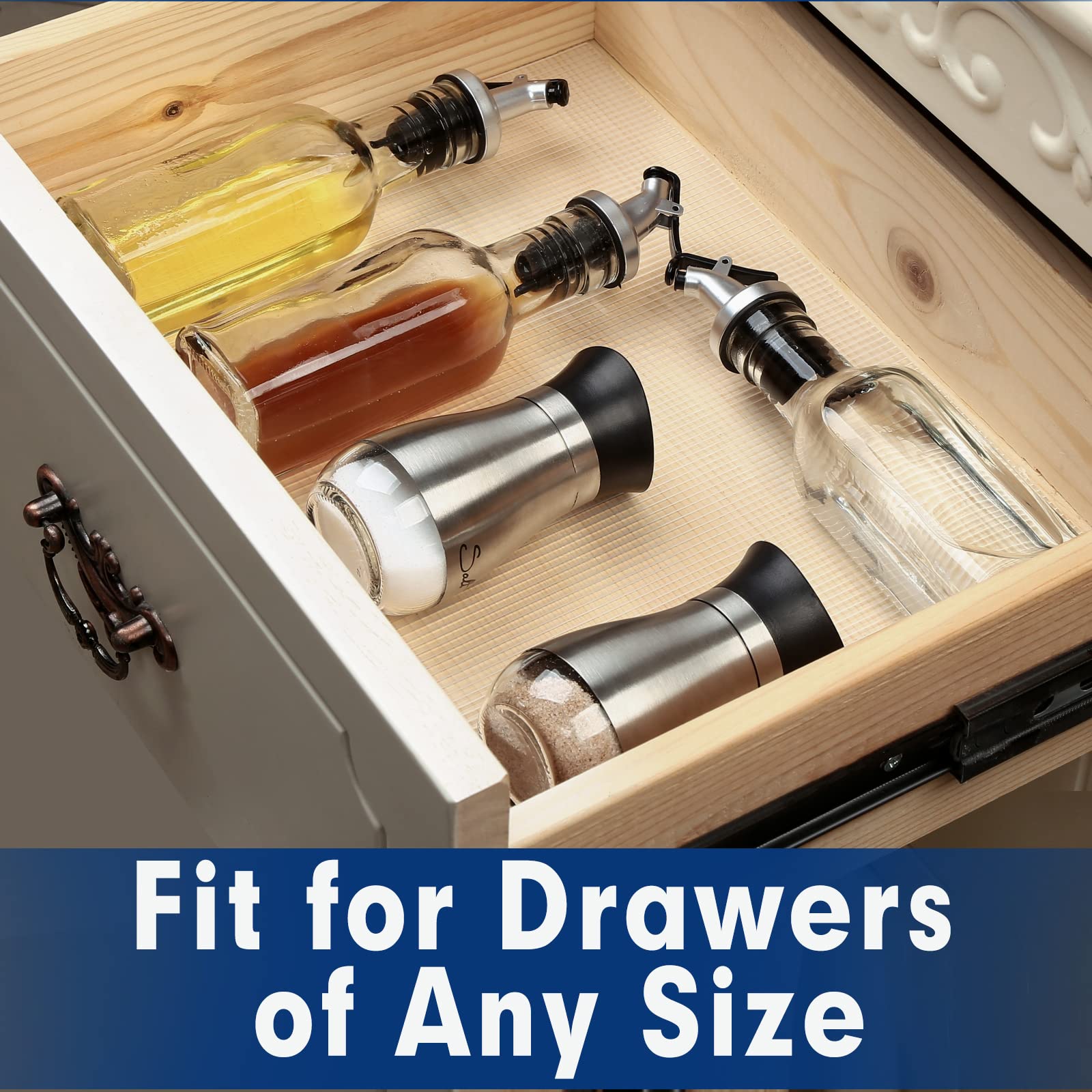Non-Slip Shelf Liner for Kitchen Cabinets - White & Clear Drawer Liners 12