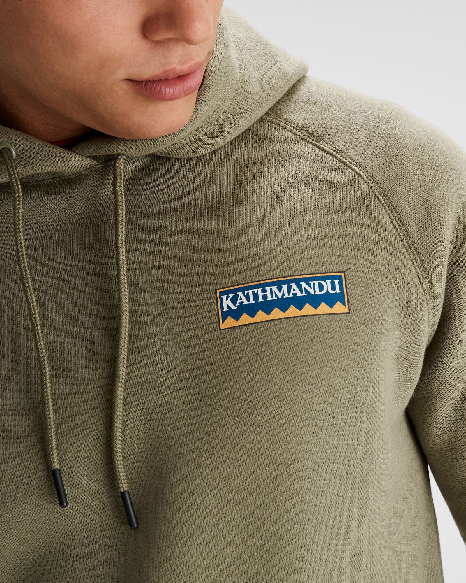 Men's Kathmandu Heritage Logo Slouchy Hoodie - Soft Cotton Pullover Sweatshirt for Casual Wear & Outdoor Adventures (Beech)