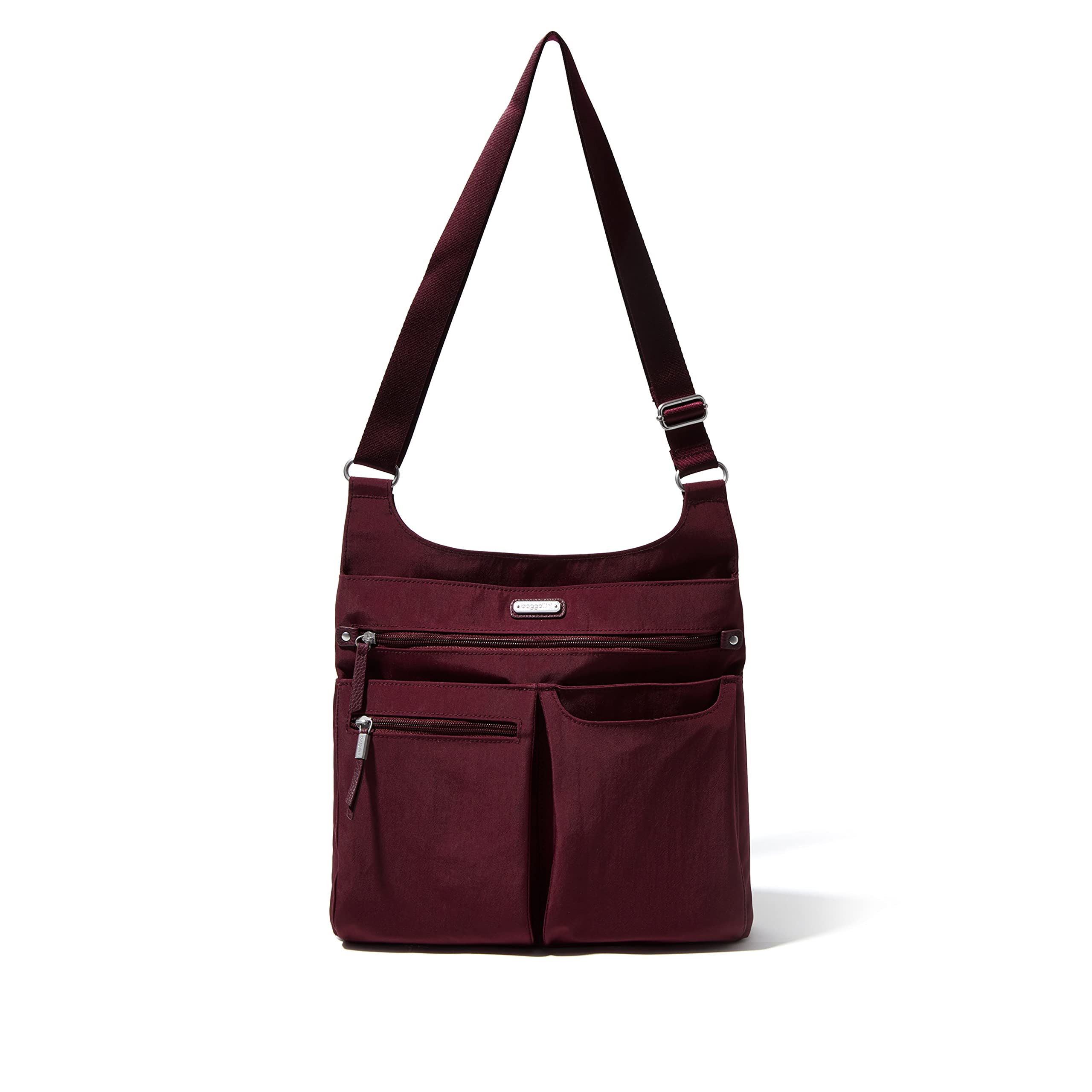 Baggallini On Track RFID Blocking Crossbody Bag with Phone Wristlet - Secure Travel Purse for Women, Everyday Essentials Organizer for Commuting, Shopping & City Adventures
