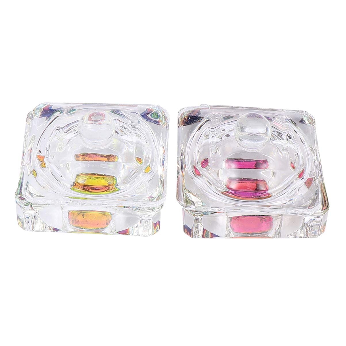 2PCS Crystal Nail Art Glass Cups - Nail Liquid Container & Nail Art Supplies for Acrylic Powder, Glitter, Rhinestones - Perfect for Salon, DIY Manicure & Nail Extension