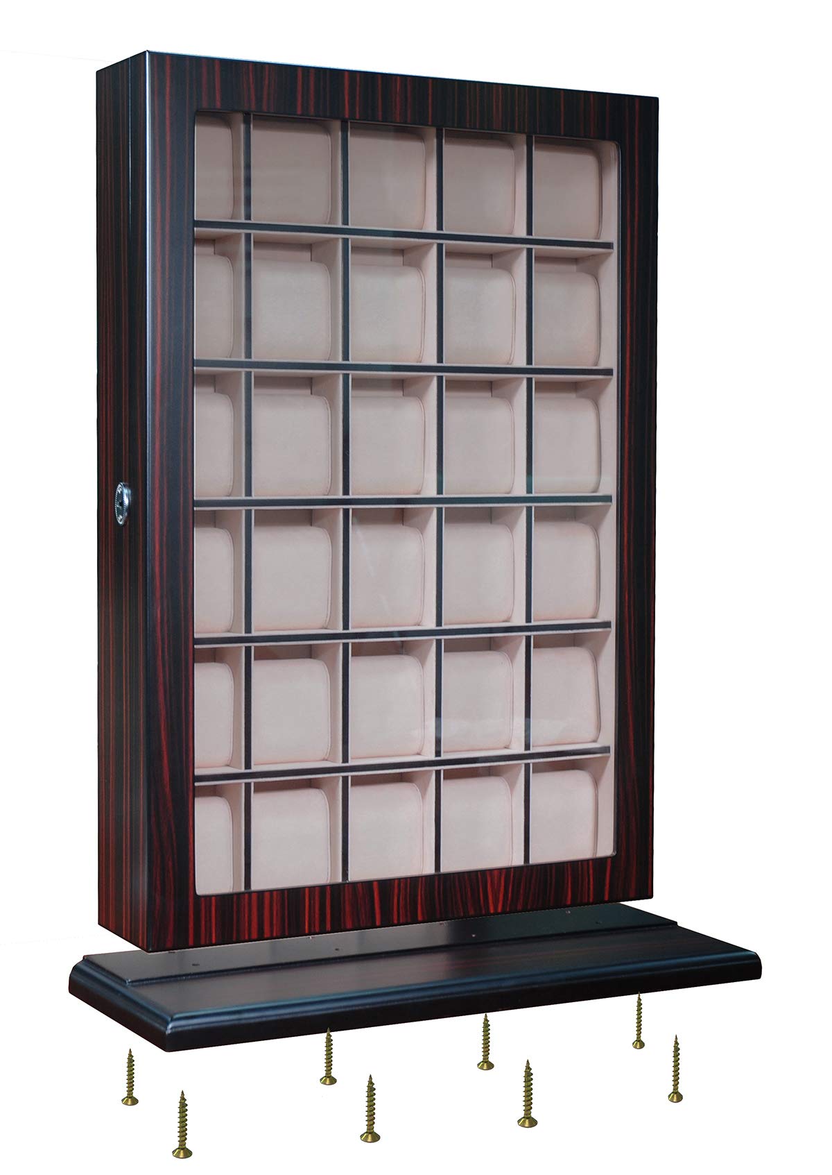 30-Piece Ebony Wood Personalized Watch Display Case - Wall Hanging Storage Organizer Box & Stand for Luxury Watch Collectors - Perfect for Home, Office, or Retail Store Display