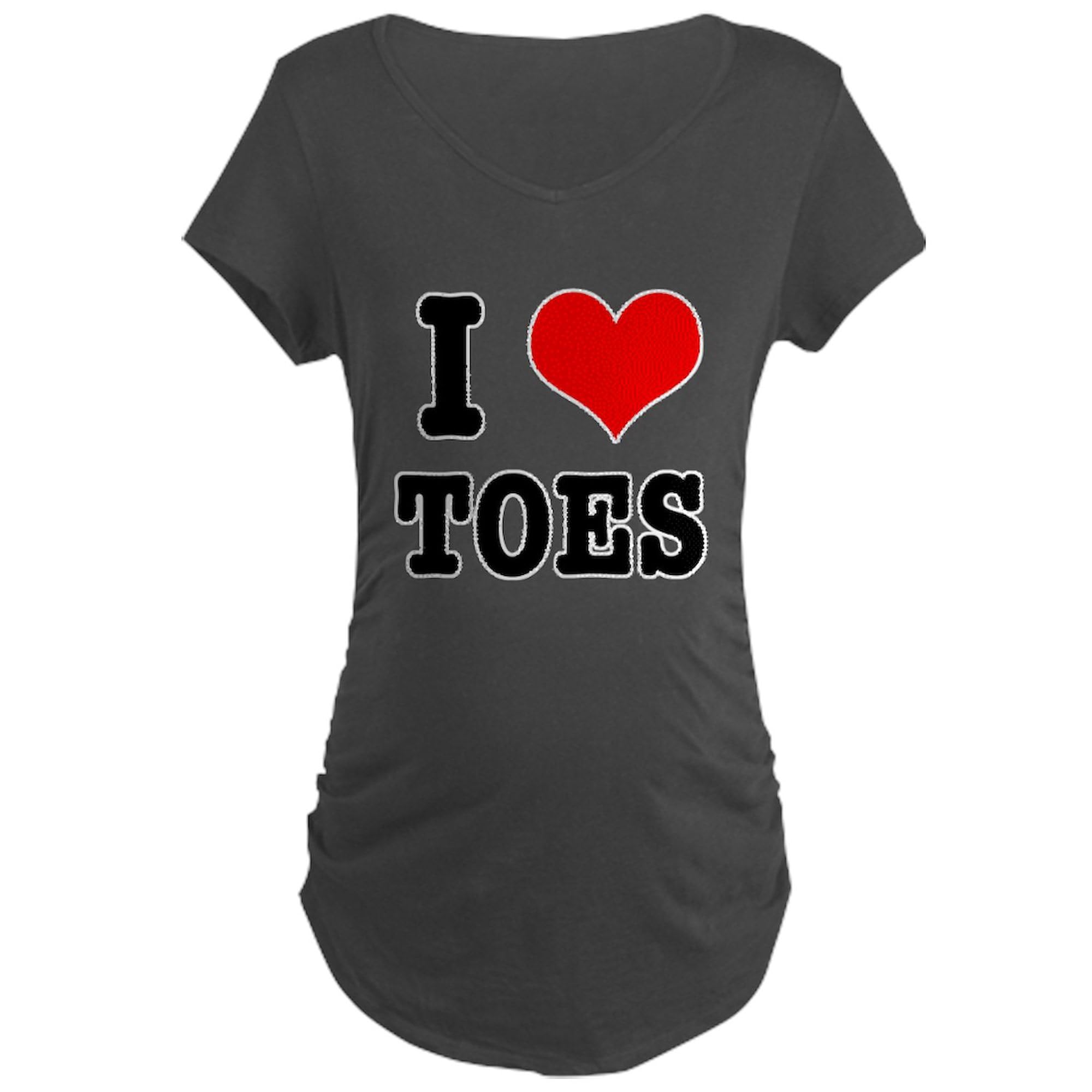 I Heart Toes Maternity T-Shirt for Women - Dark Ruched Side Pregnancy Tee | Comfortable & Stylish for Maternity Photos, Baby Showers & Everyday Wear