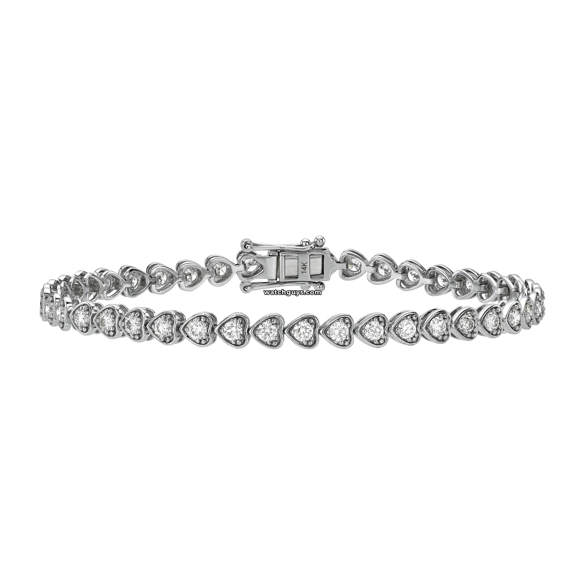 14k White Gold Heart Diamond Tennis Bracelet for Women - Elegant Gift for Valentine's Day, Anniversary & Special Occasions