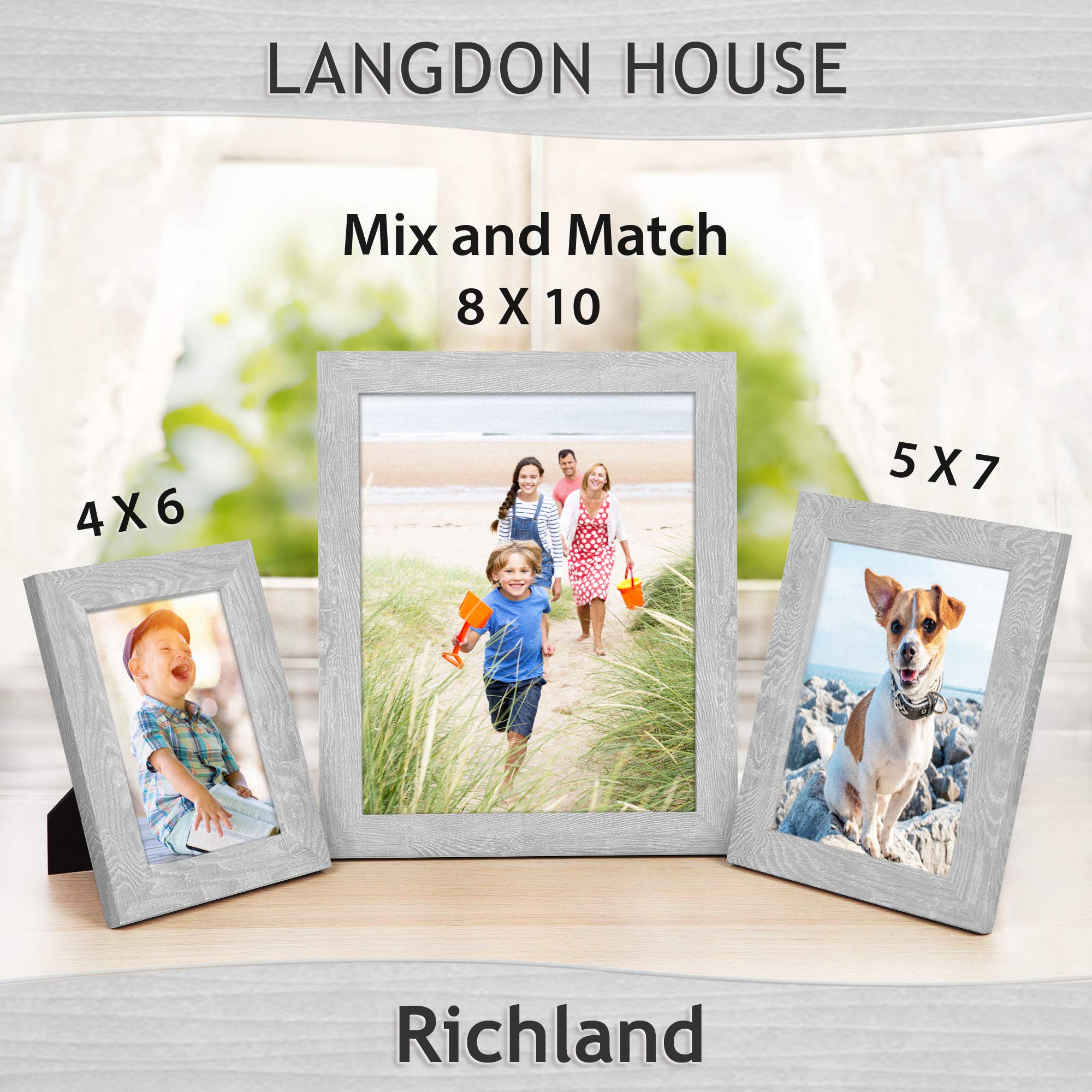 Premium Langdon House 8x10 Picture Frames - 6 Pack Ash Gray Woodgrain Style for Wall & Tabletop Display - Perfect for Family Photos, Artwork, and Home Decor (Richland Collection)