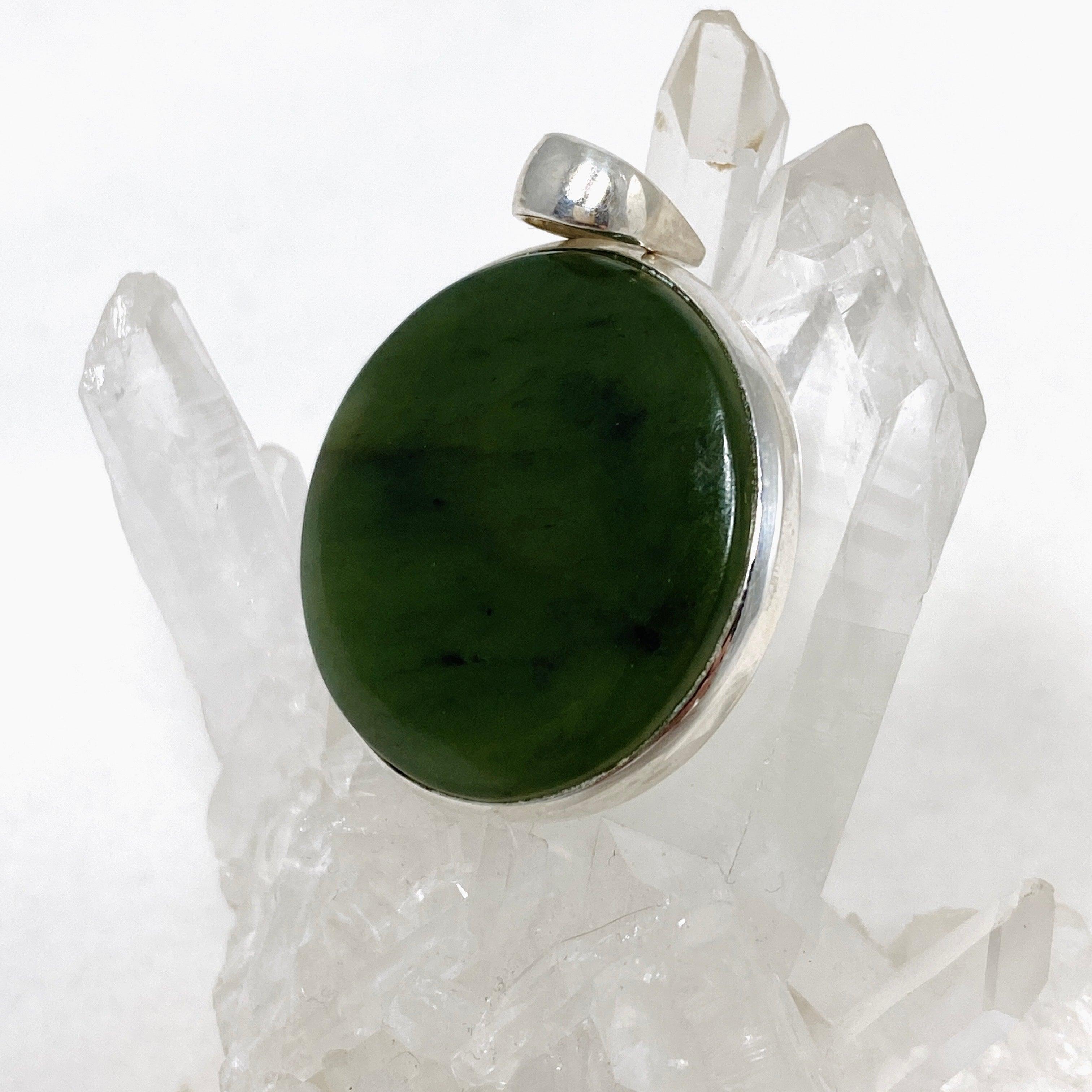 Natural Siberian Jade Nephrite Round Pendant - PPGJ671 - Handcrafted Gemstone Jewelry for Meditation, Healing & Spiritual Gifts