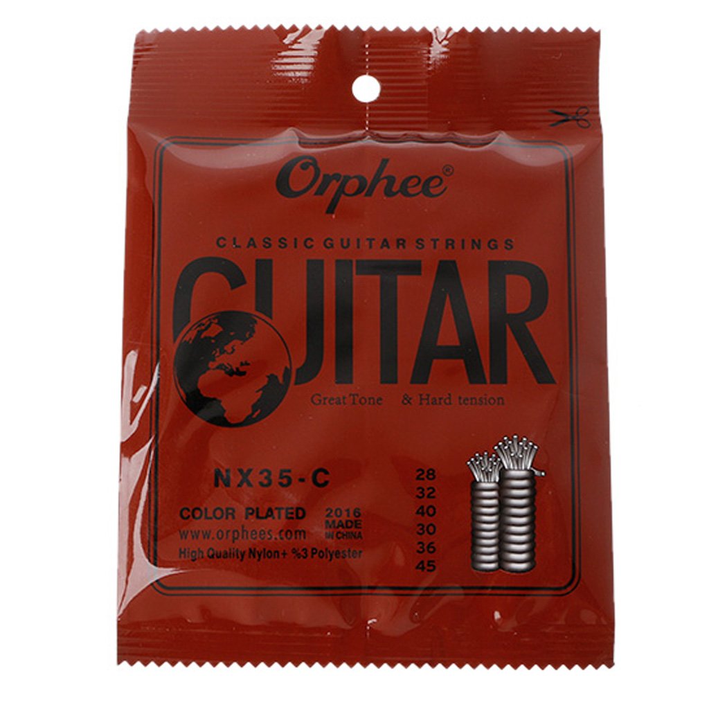 QUQUTWO Orphee NX35-C 6-Pack Classical Guitar Strings (028-045 Inch) - Nylon Core with Steel Plating for Warm, Bright Tone | Perfect for Beginners, Professionals & Live Performances