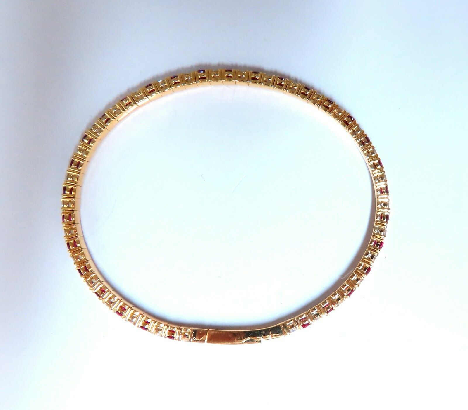 4.65ct Vivid Red Natural Ruby & Diamond Tennis Bracelet - 14K Gold Flexible Bangle for Women, Elegant Jewelry Gift for Anniversary, Wedding & Special Occasions