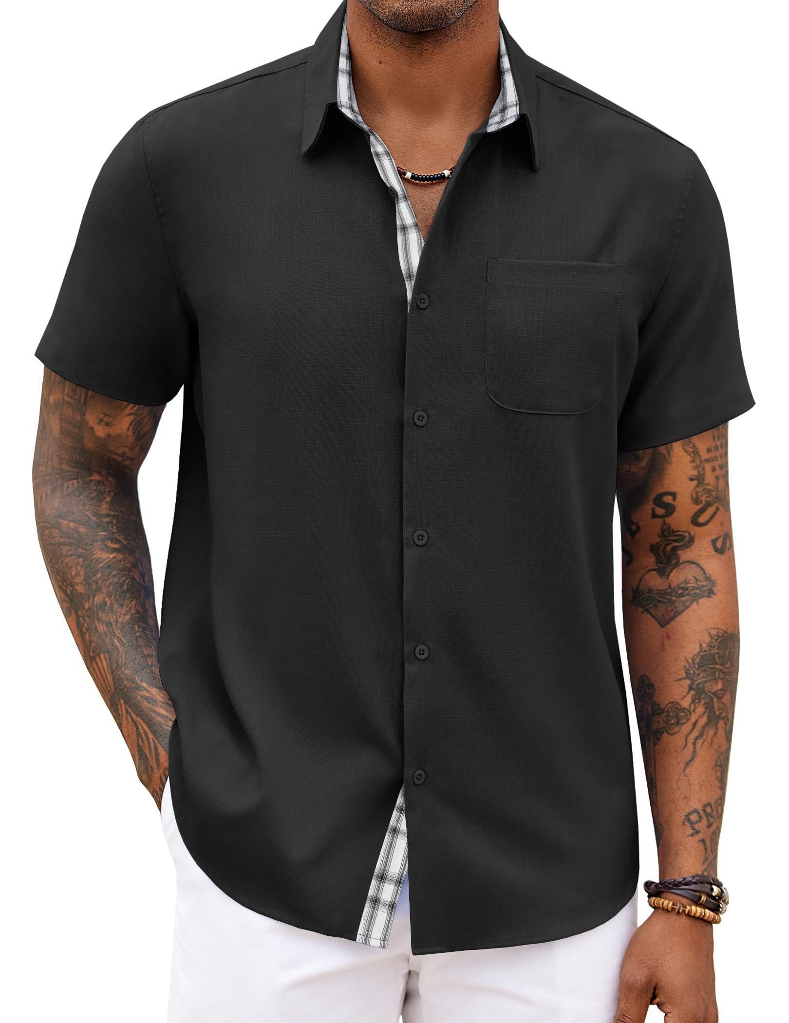 COOFANDY Men's Short Sleeve Button Down Shirts for Summer & Beach