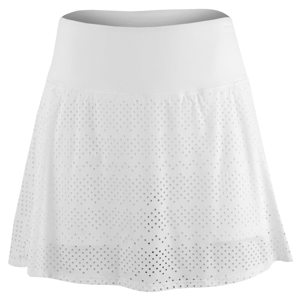 Lija Women's Hot Shot Laser Cut Patina Skirt - White | Stylish Summer Skirt for Casual Outings, Beach Vacations & Date Nights