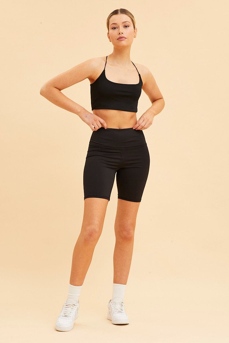 Black Crop Cami Top Women - Scoop Neck Sleeveless Thin Strap Tank Top - Perfect for Summer, Beach, and Casual Outfits
