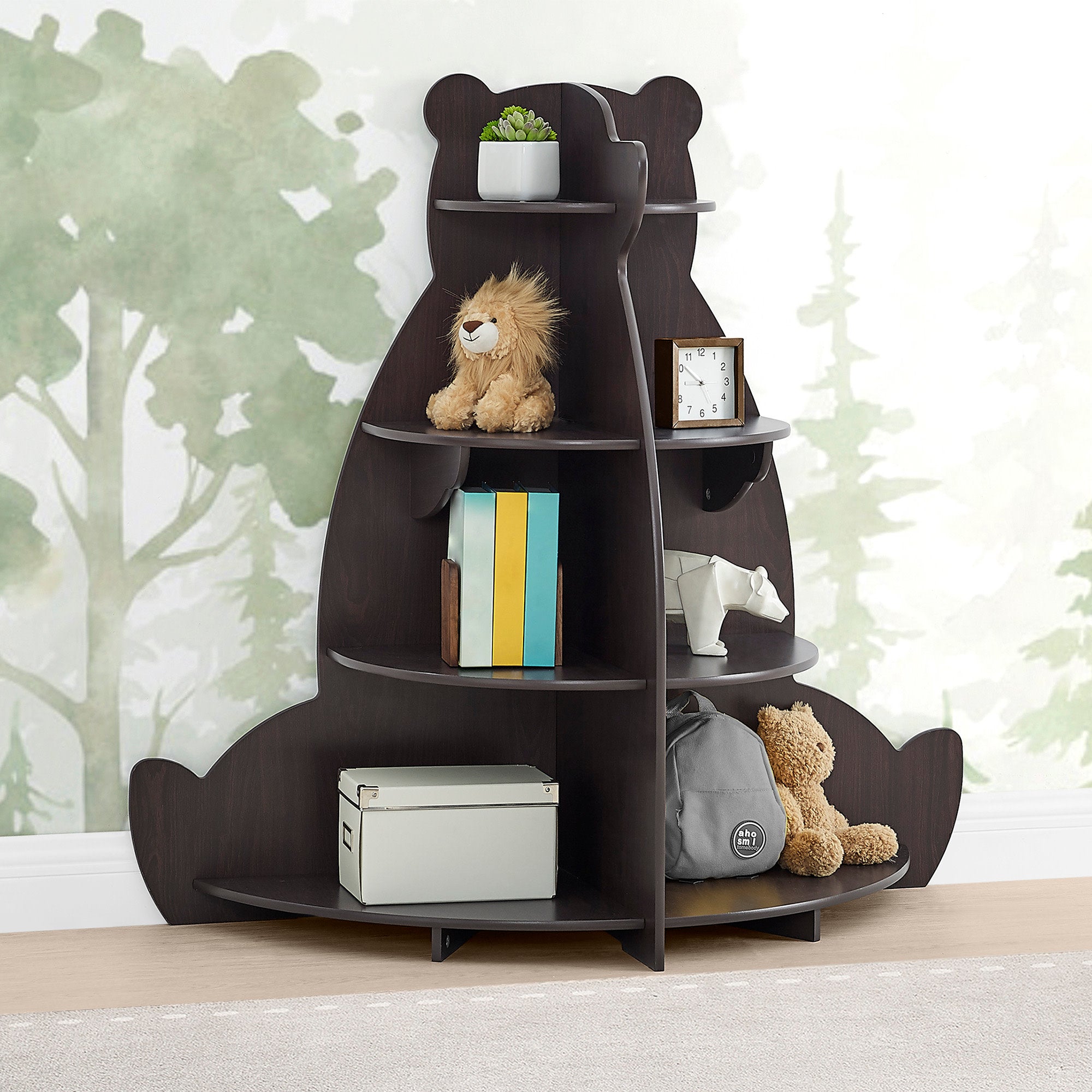 Greenguard Gold Certified Bear Bookcase - Eco-Friendly Kids Bookshelf for Nursery, Bedroom & Playroom Organization
