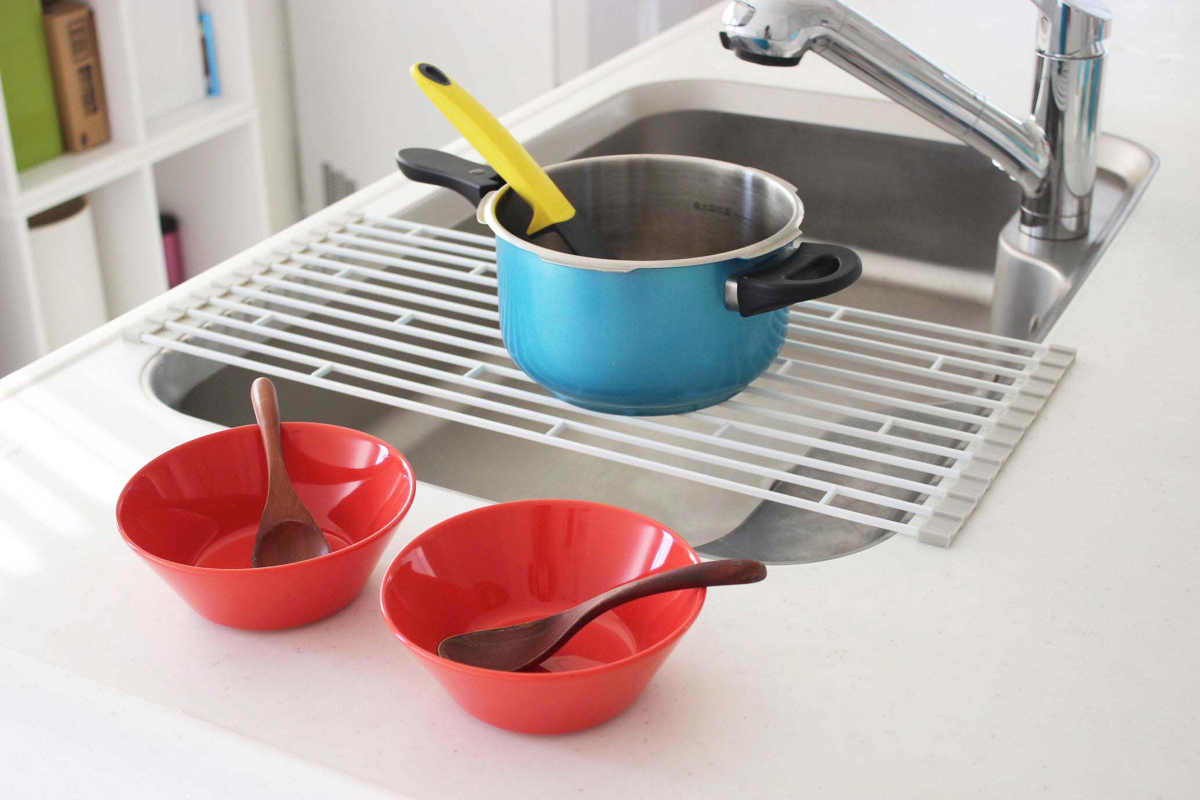 Stainless Steel Over the Sink Dish Drying Rack - Space Saving Kitchen Organizer for Dishes, Cups & Utensils - Perfect for Small Kitchens, Apartments & RVs