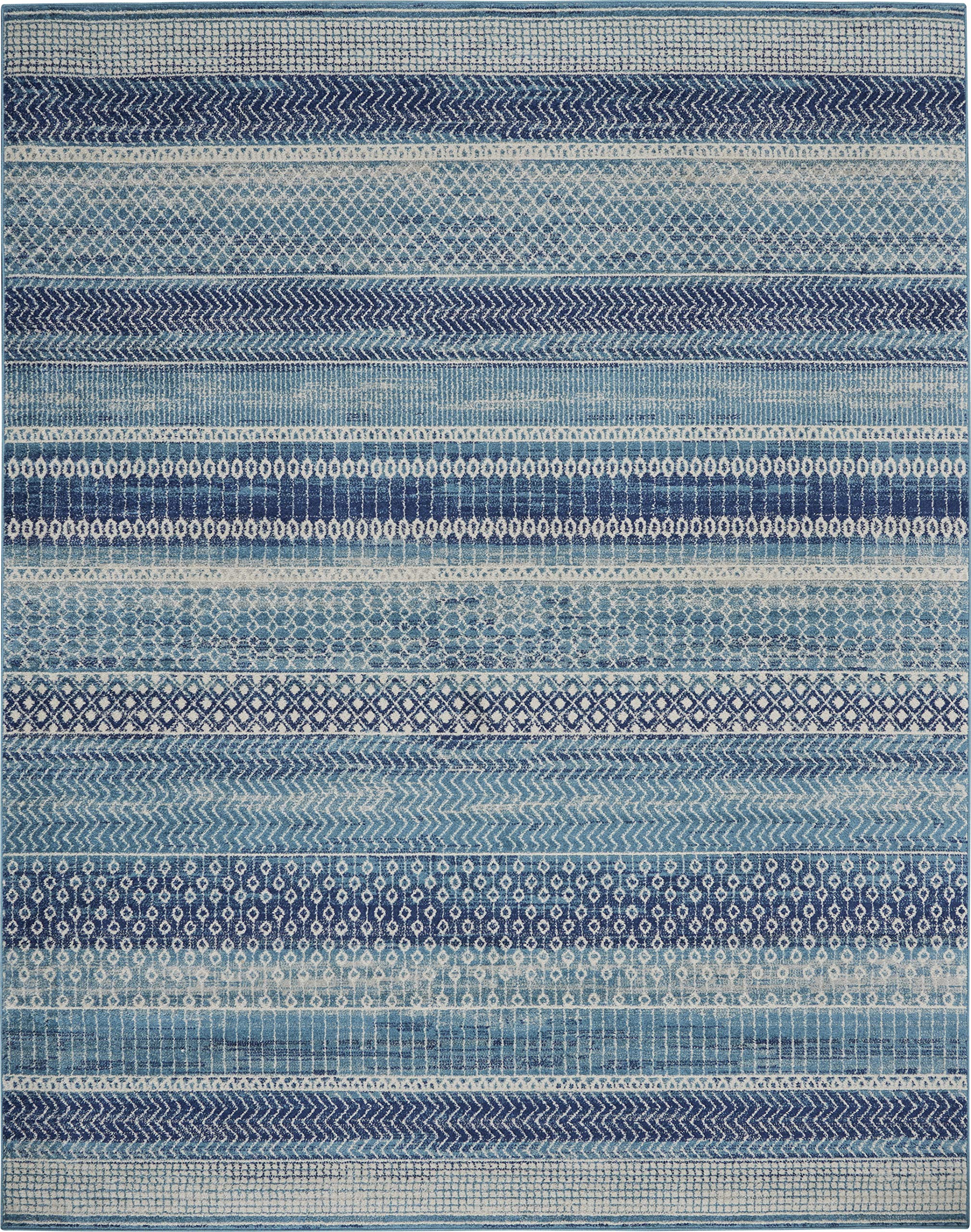 Nourison Passion Bohemian Navy Blue 8' x 10' Area Rug - Easy Clean, Non-Shedding, Stain Resistant | Perfect for Bedroom, Living Room, Dining Room & Kitchen Decor | Soft & Durable for High Traffic Areas