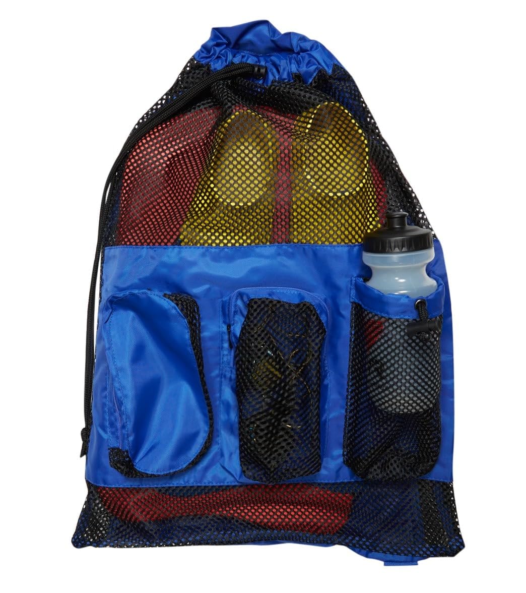 Sporti Waterproof Swimming Equipment Bag with Zipper Pocket & Mesh Drawstring Backpack - Large Gym Bag for Swim Gear, Workout Clothes & Sports Accessories - Perfect for Pool, Beach & Gym Use