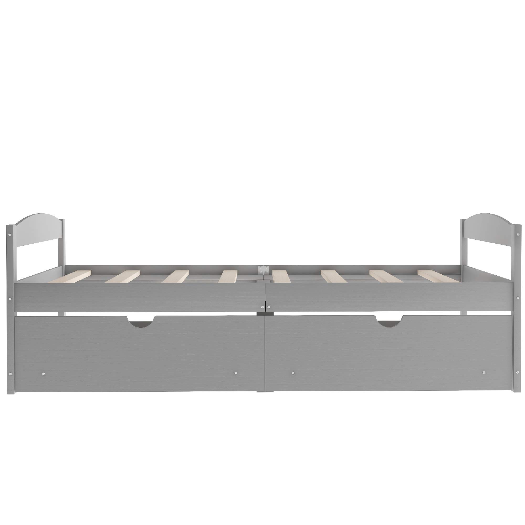 Solid Wood Twin Size Kids Bed with 2 Drawers - Multifunctional Storage Design, Gray - Perfect for Small Bedrooms, Guest Rooms & Kids' Rooms