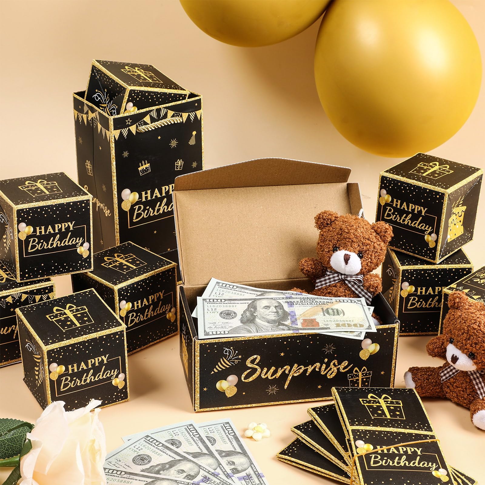 Exploding Money Gift Box - Surprise Cash Box with 12 Folding Pop-Up Boxes for Birthday Parties | Fun Gift for Men, Women & Kids | Perfect for Birthdays, Graduations & Special Celebrations