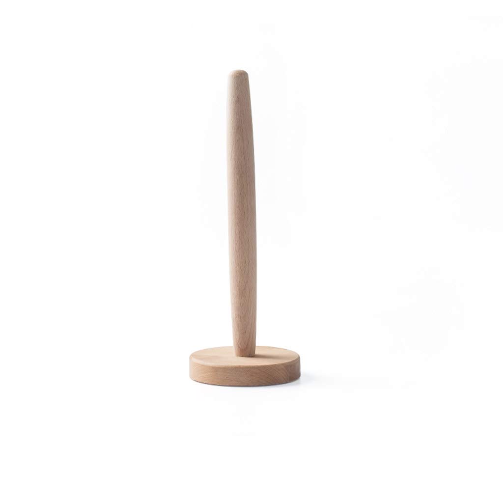 Eco-Friendly Beech Wood Paper Towel Holder - Unpainted Kitchen Countertop Roll Paper Storage Rack for Home & Office Use
