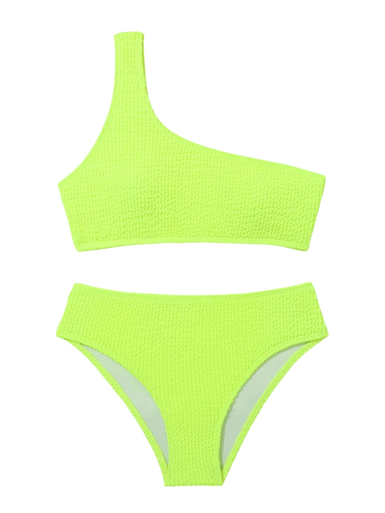 SOLY HUX Girls One Shoulder Bikini Swimsuit 2 Piece Set - Trendy Ruffled Bathing Suit for Teen & Women, Perfect for Beach Vacation, Pool Party & Summer Swimwear