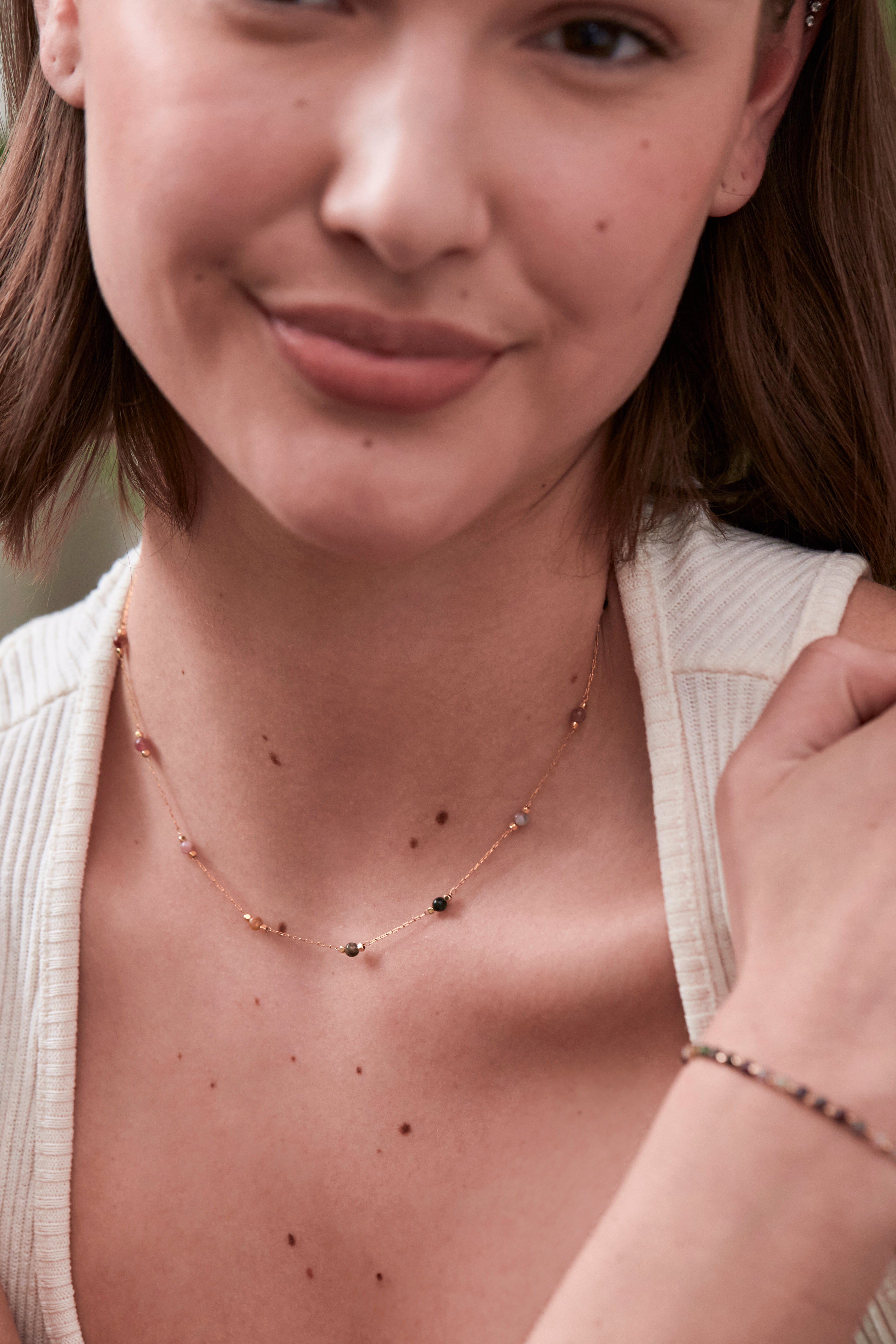 Healing Tourmaline Gemstone Bead Necklace for Women - Natural Crystal Therapy Jewelry for Stress Relief & Energy Balance - Perfect for Meditation, Yoga & Spiritual Healing